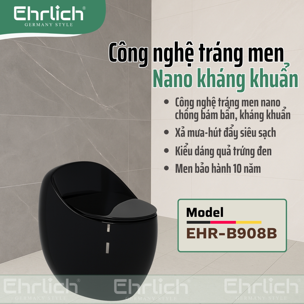 Bồn cầu trứng đen EHR-B908B