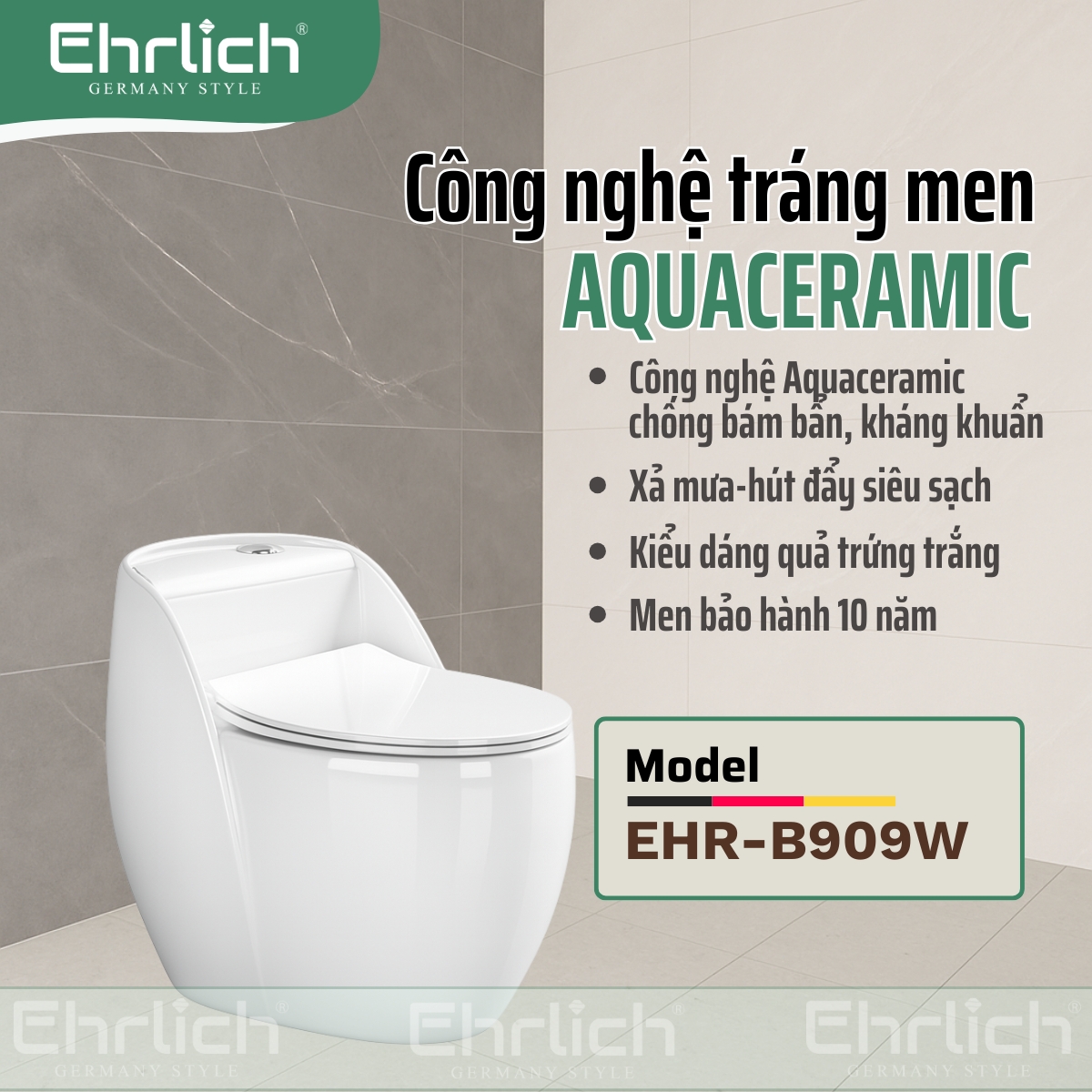 Bồn cầu trứng trắng vát cạnh  EHR-B909W