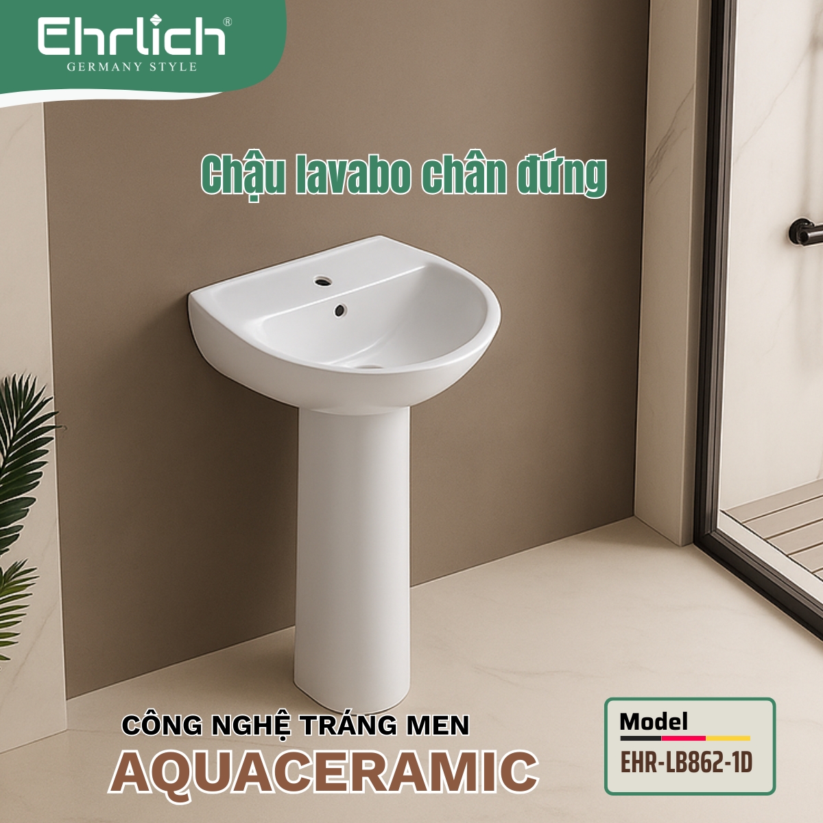 Chậu lavabo chân đứng LB862-1D