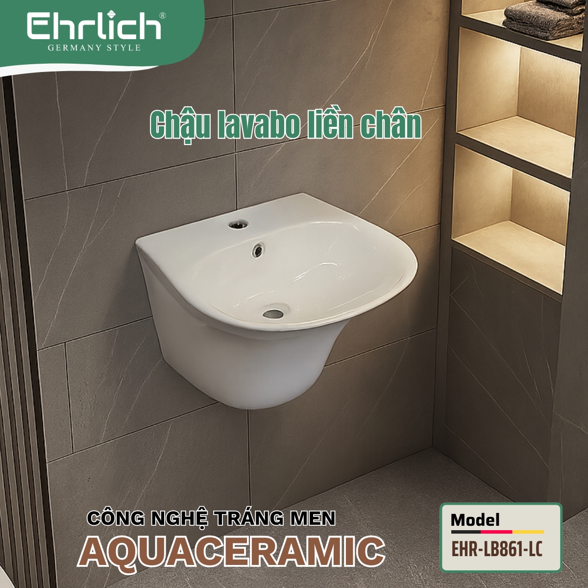 Chậu lavabo liền chân LB861-LC