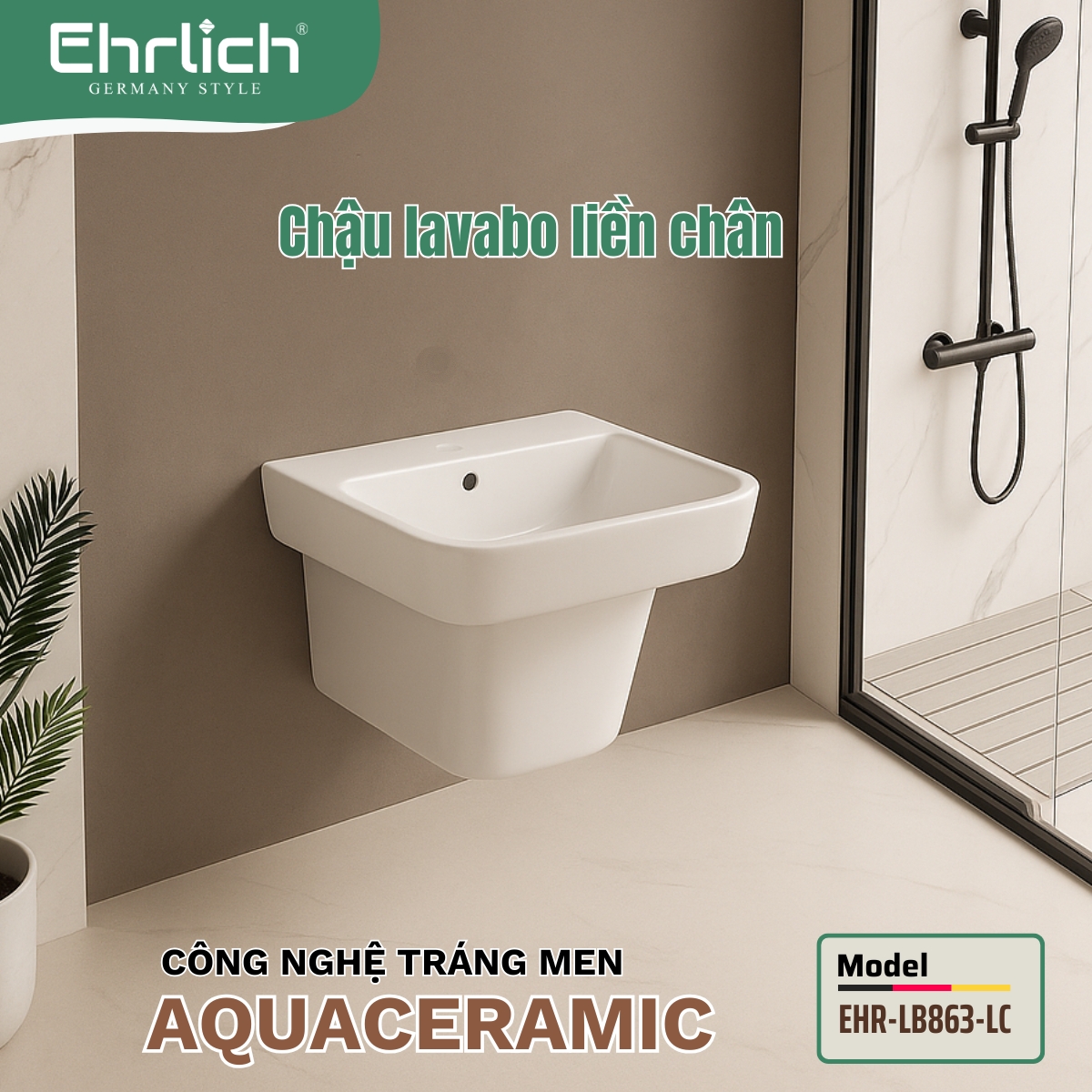 Chậu lavabo liền chân LB863-LC