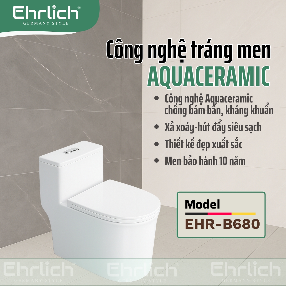 Bồn cầu liền khối  EHR-B680