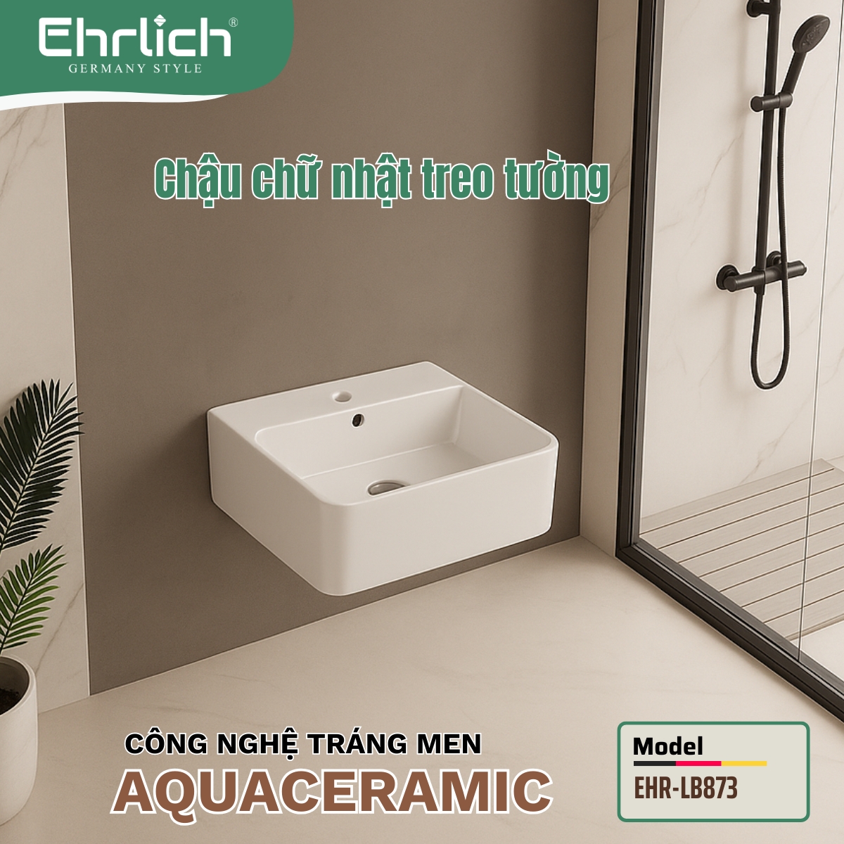 Chậu chữ nhật treo tường LB873