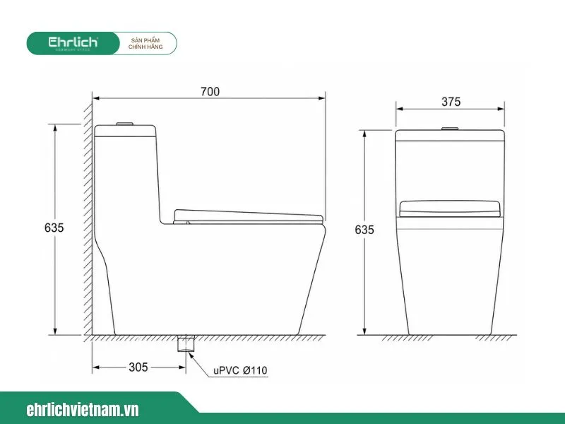 Bồn cầu liền khôi EHR-B369