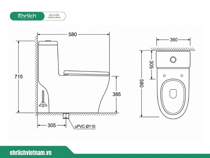 Bồn cầu liền khối EHR-B580