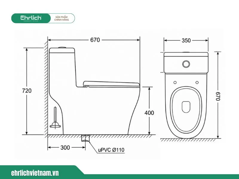 Bồn cầu liền khối EHR-683CT

