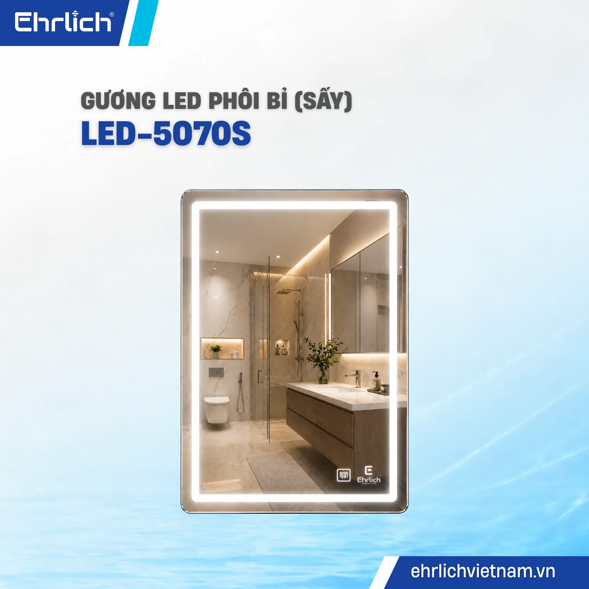 Gương LED phôi Bỉ có sấy LED-5070S