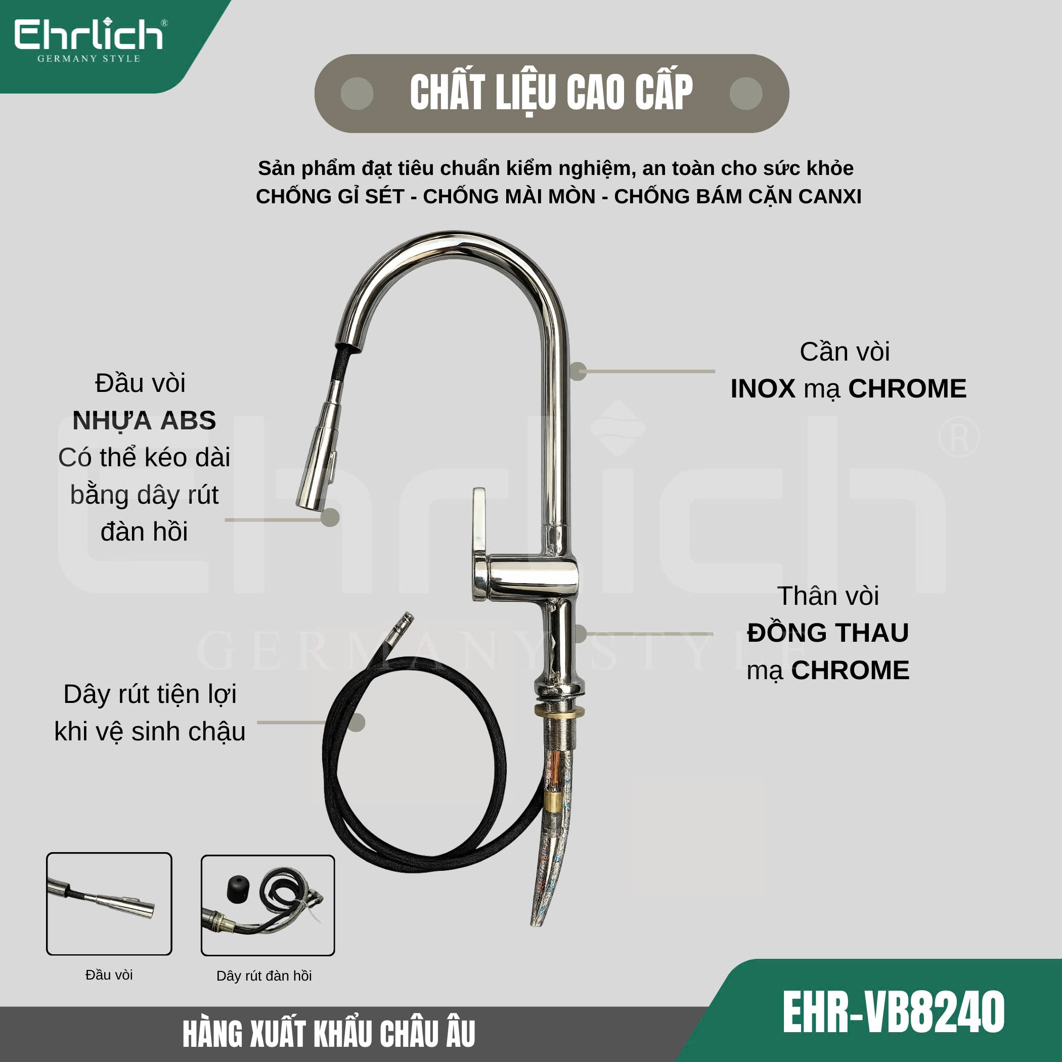 Vòi rửa bát dây rút EHR-VB8240