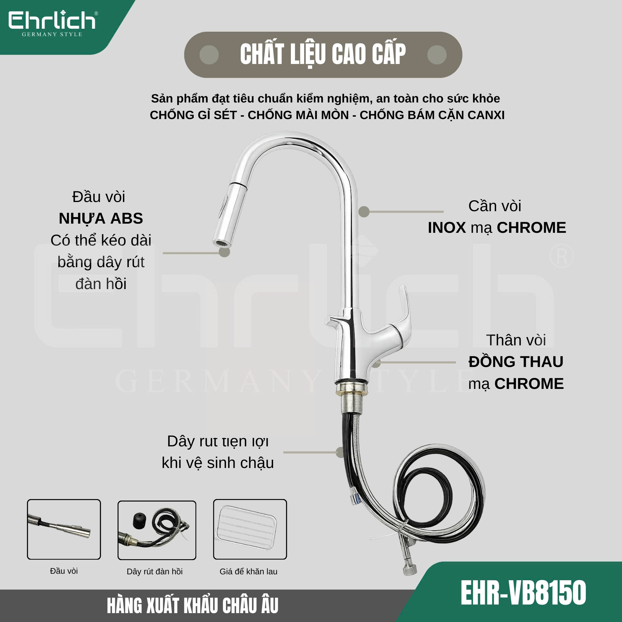 Vòi rửa bát dây rút EHR-VB8150
