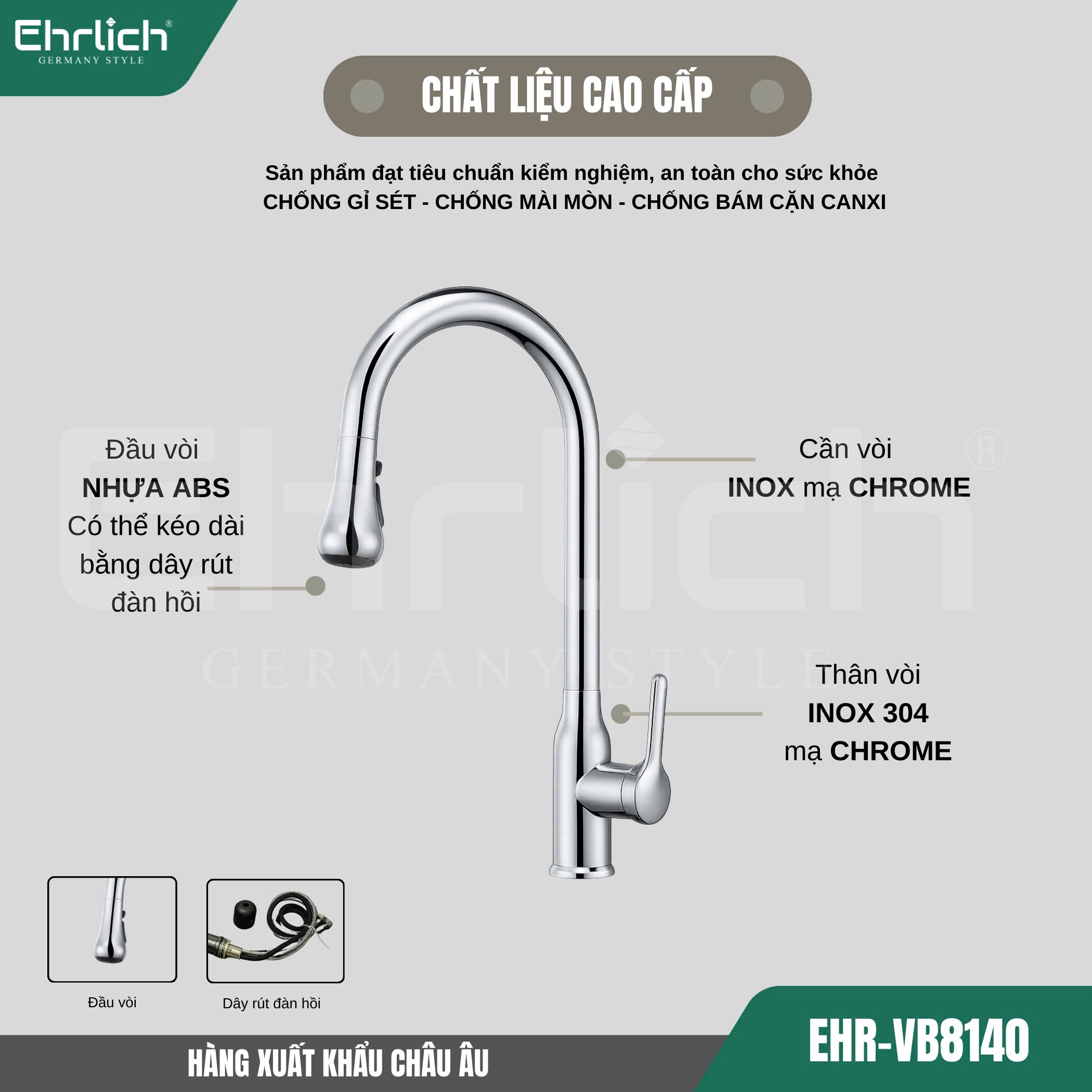 Vòi rửa bát dây rút EHR-VB8140