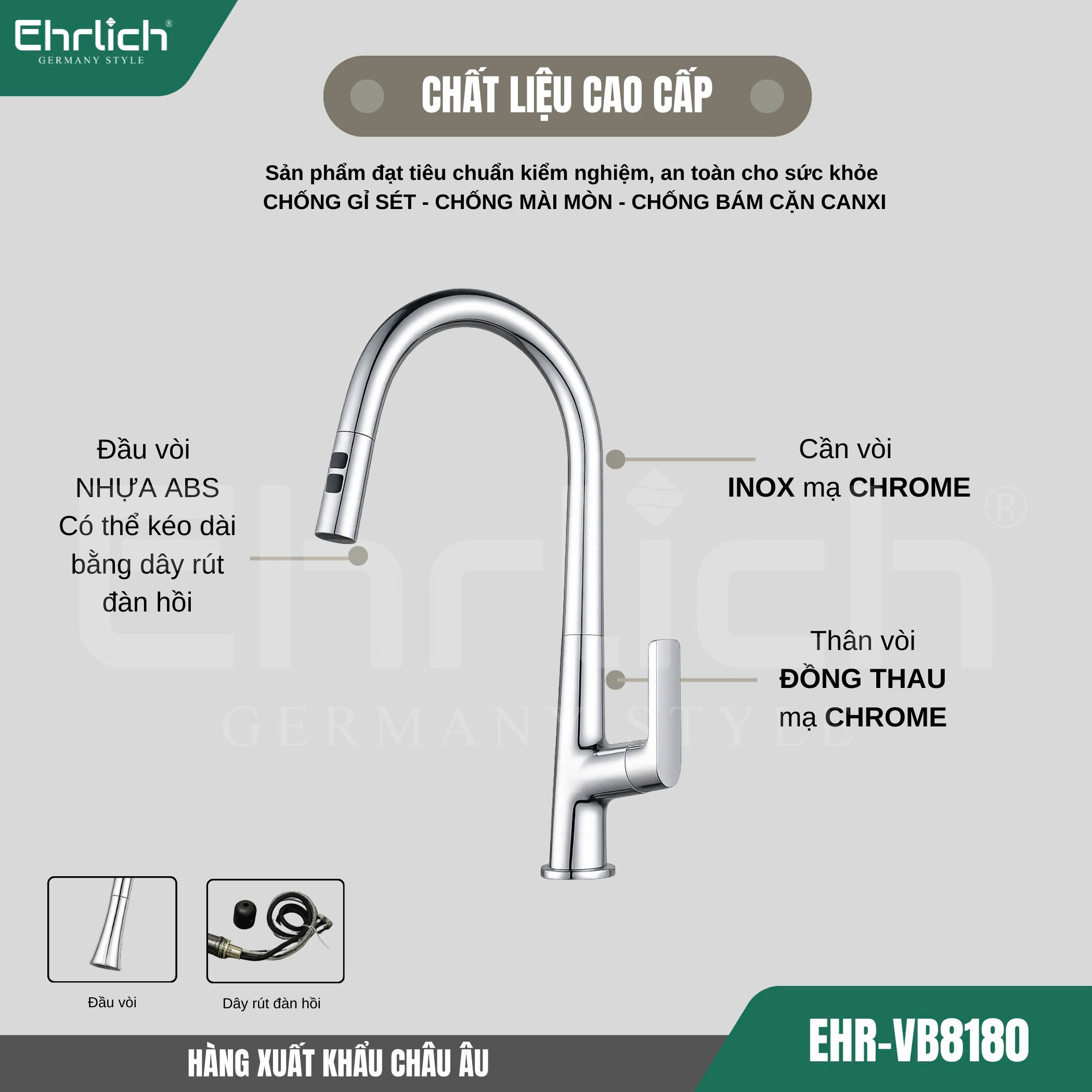 Vòi rửa bát dây rút EHR-VB8180
