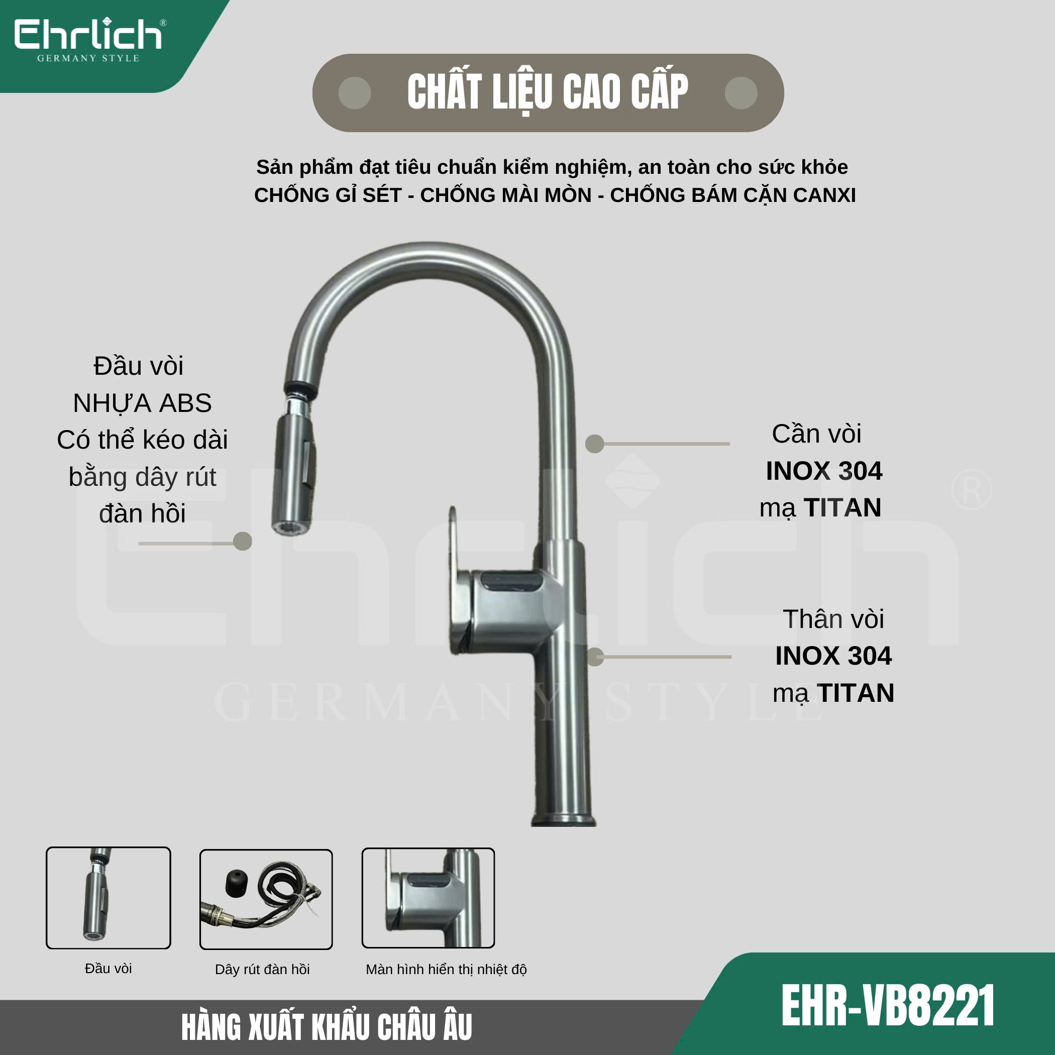 Vòi rửa bát dây rút EHR-VB8221