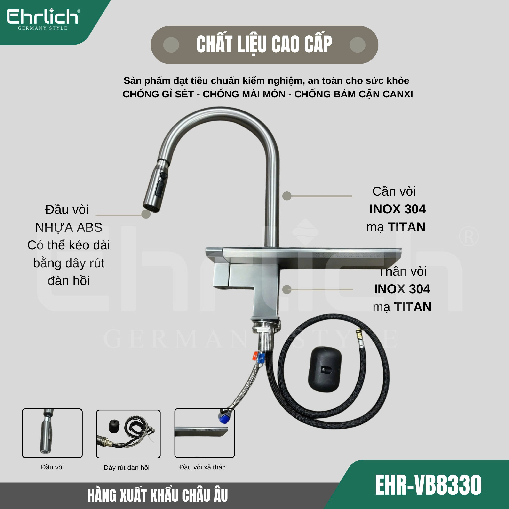 Vòi rửa bát dây rút EHR-VB8330