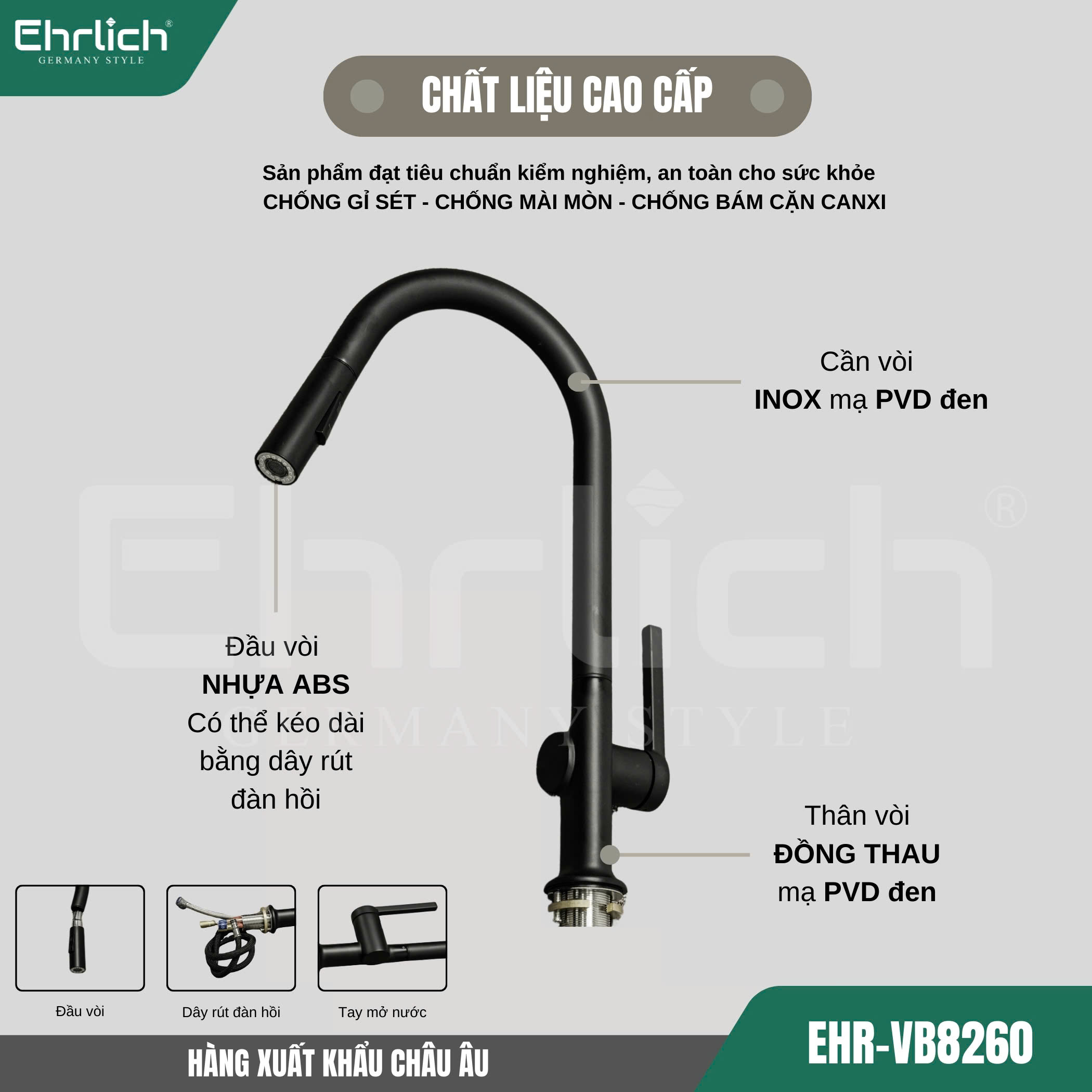 Vòi rửa bát dây rút EHR-VB8260