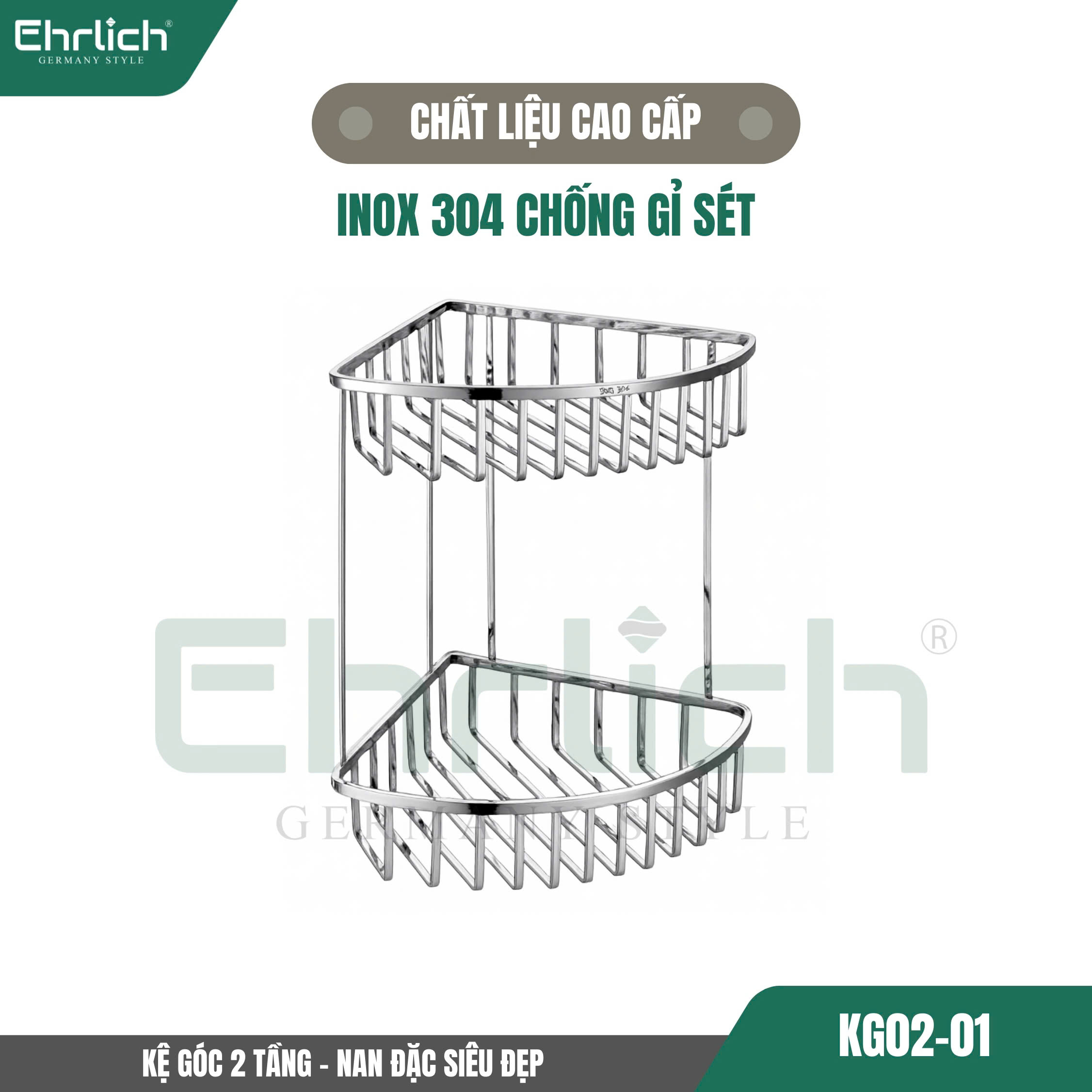 Kệ góc 2 tầng - nan đặc siêu đẹp KG02-01