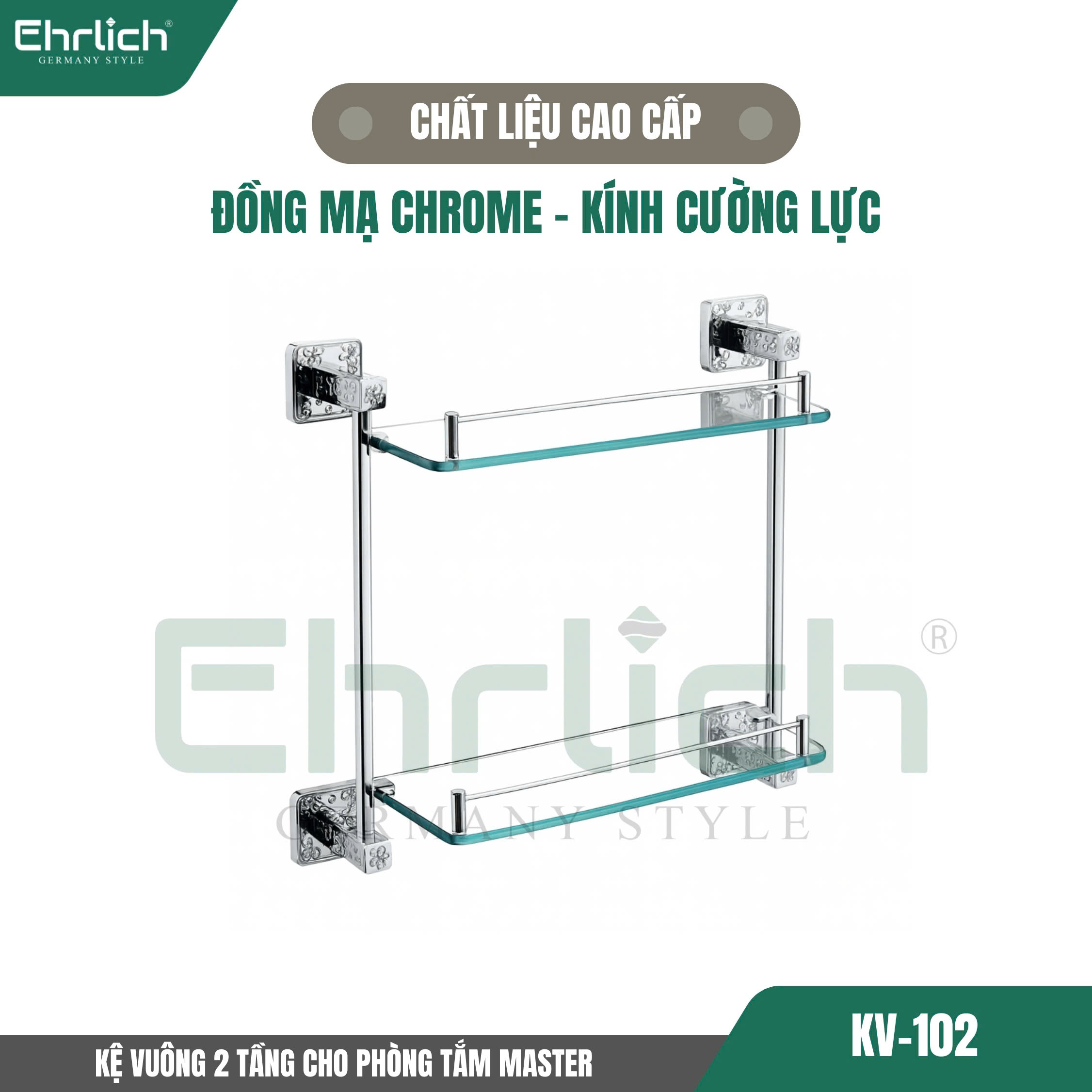 Kệ vuông 2 tầng cho phòng tắm master KV-102