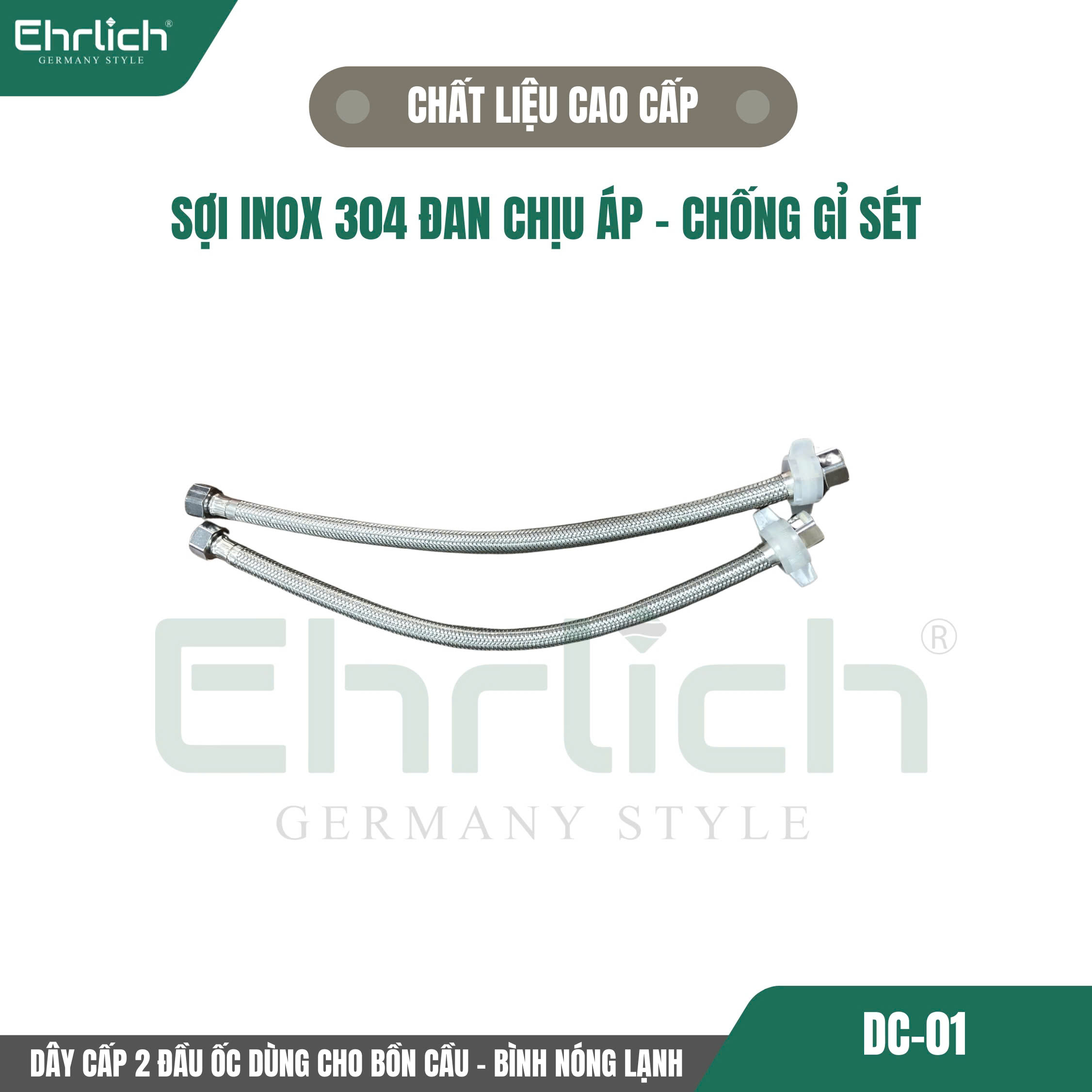 Dây cấp 2 đầu ốc dùng cho bồn cầu - Bình nóng lạnh DC-01