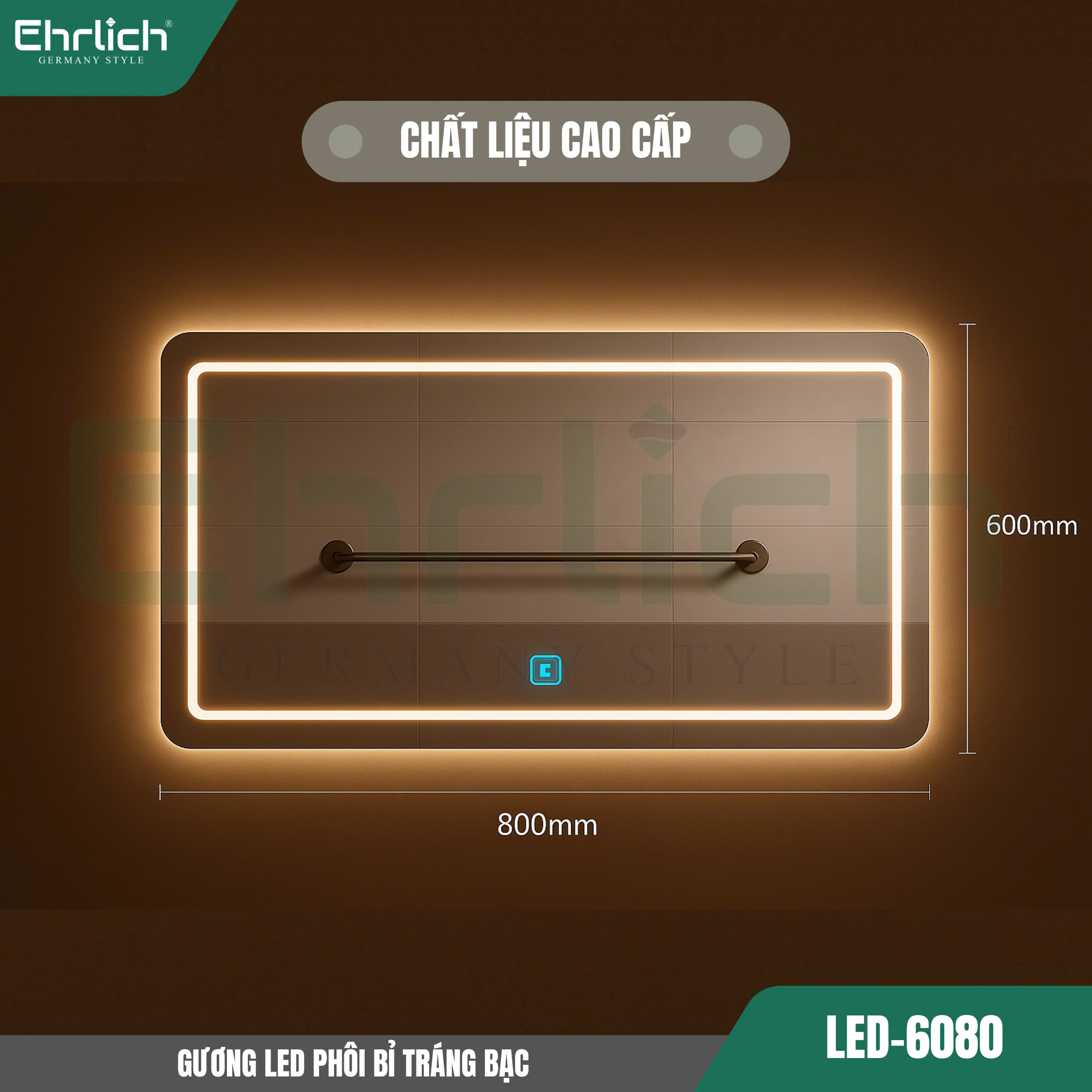 Gương LED phôi Bỉ tráng bạc LED-6080