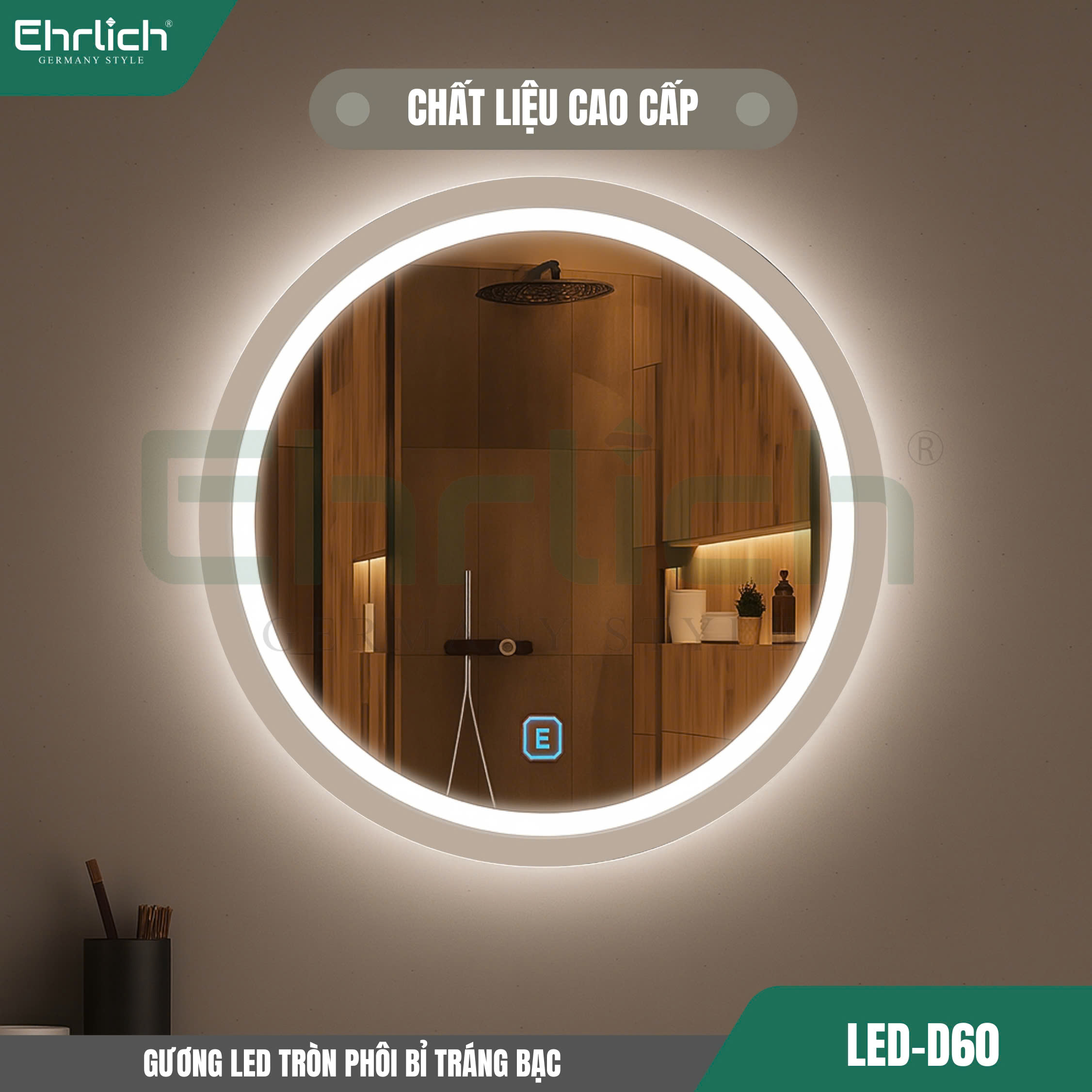 Gương LED tròn phôi Bỉ tráng bạc LED-D60