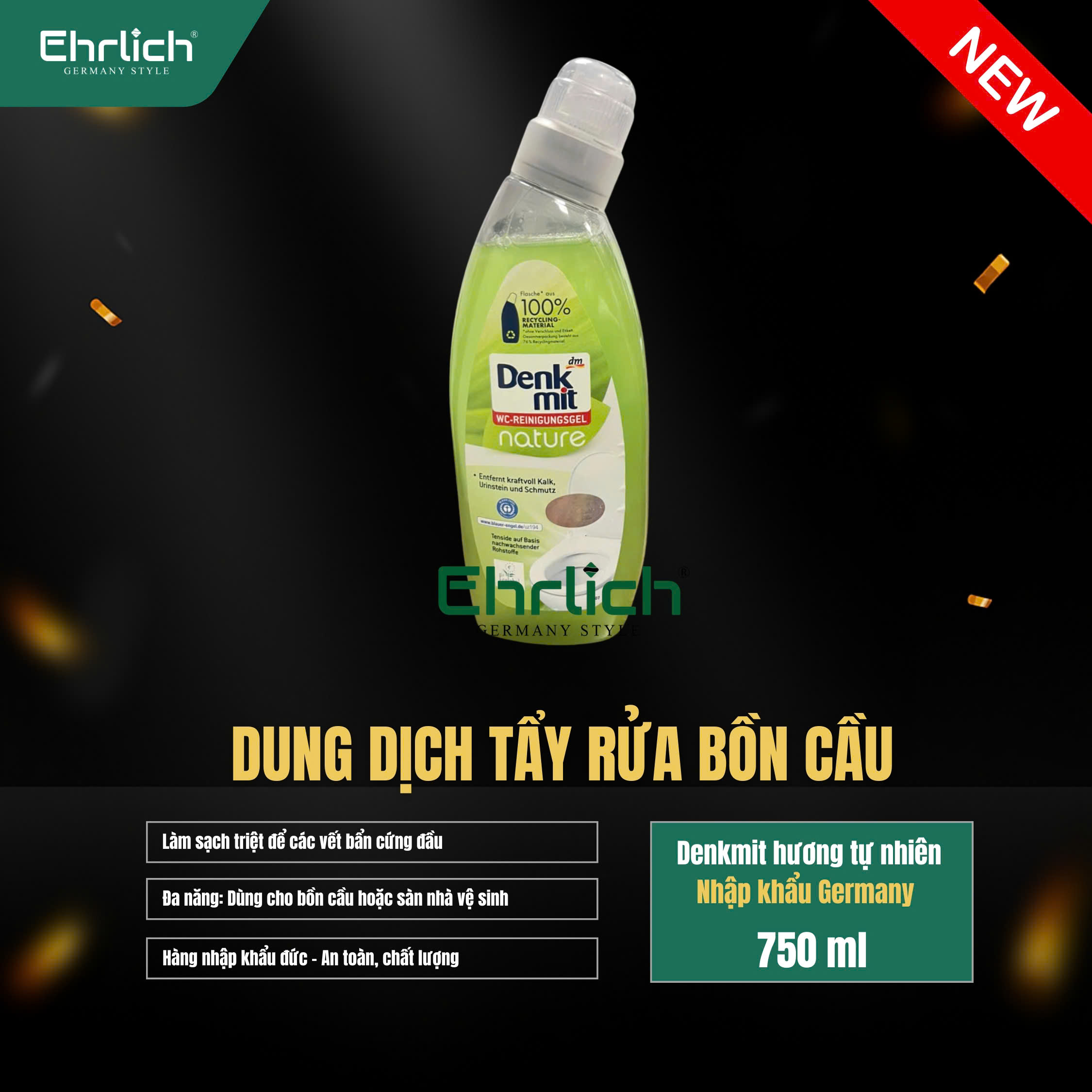 Dung dịch tẩy rửa bồn cầu Denkmit hương tự nhiên