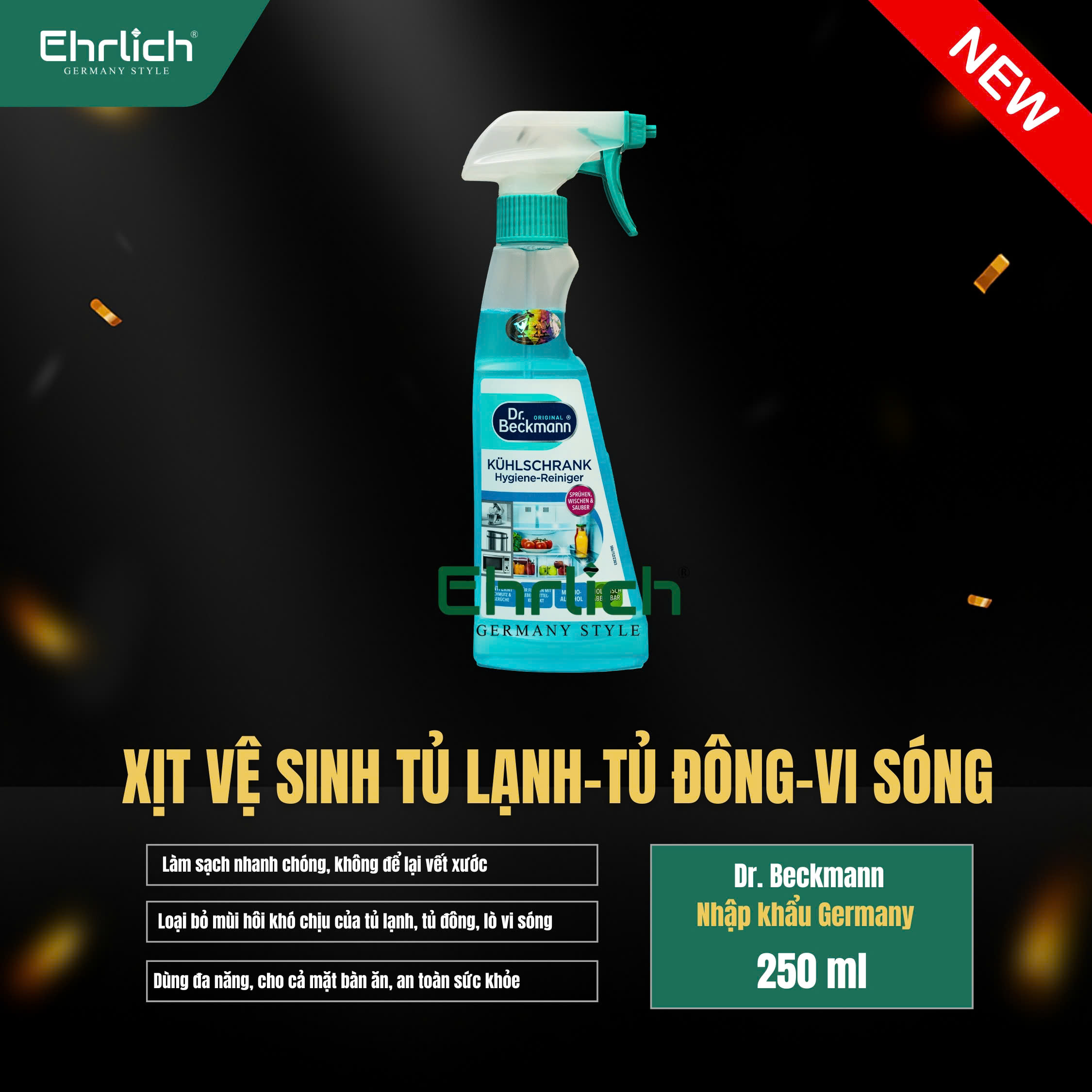 Xịt vệ sinh tủ lạnh, tủ đông, vi sóng Dr.Beckmann