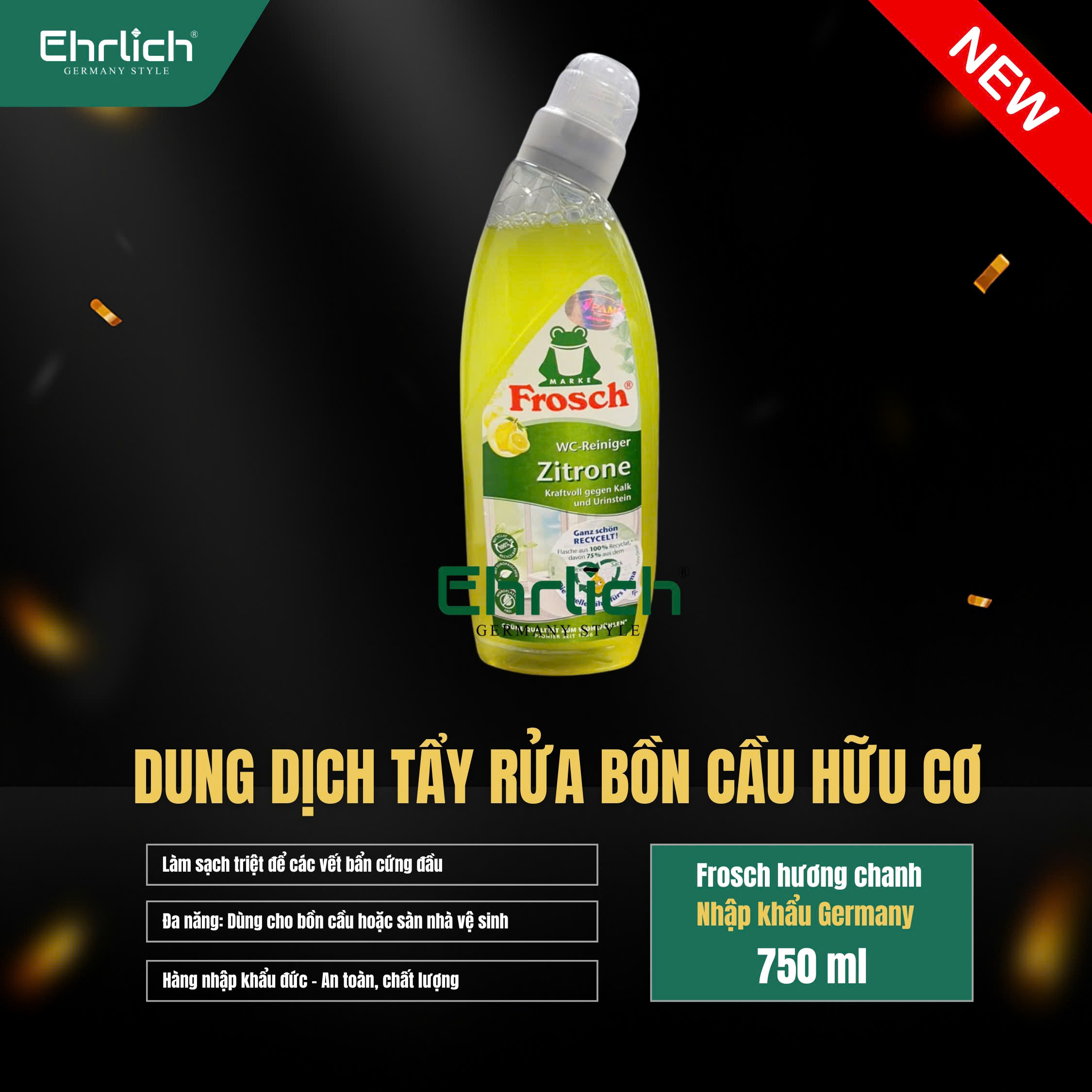 Dung dịch tẩy rửa bồn cầu hữu cơ Frosch hương chanh