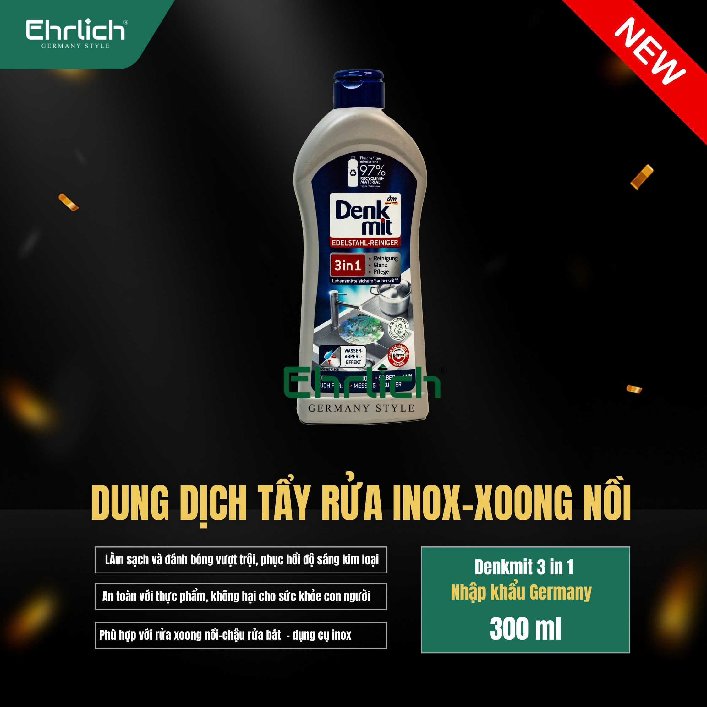 Dung dịch tẩy rửa inox, xoong nồi Denkmit