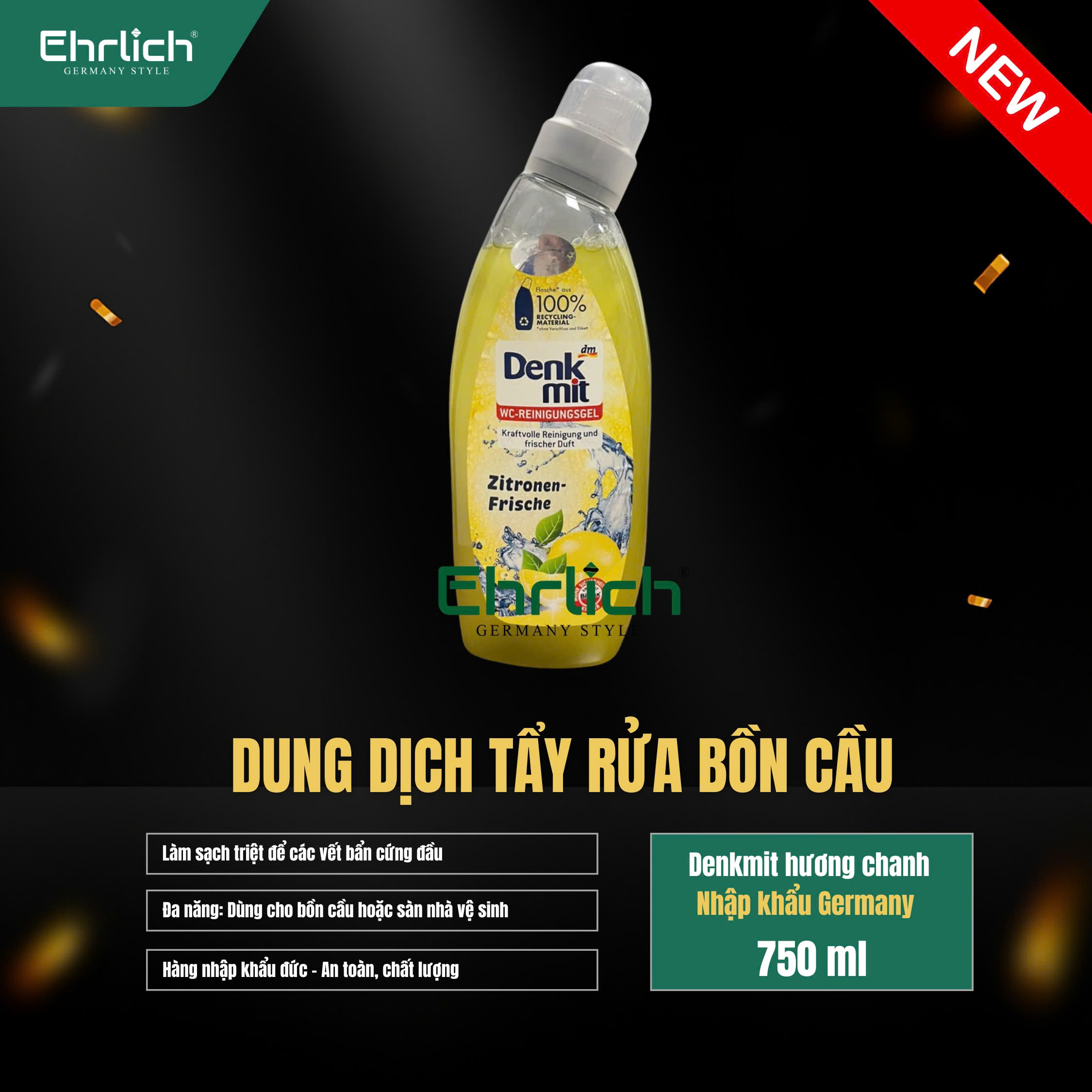 Dung dịch tẩy rửa bồn cầu Denkmit hương chanh