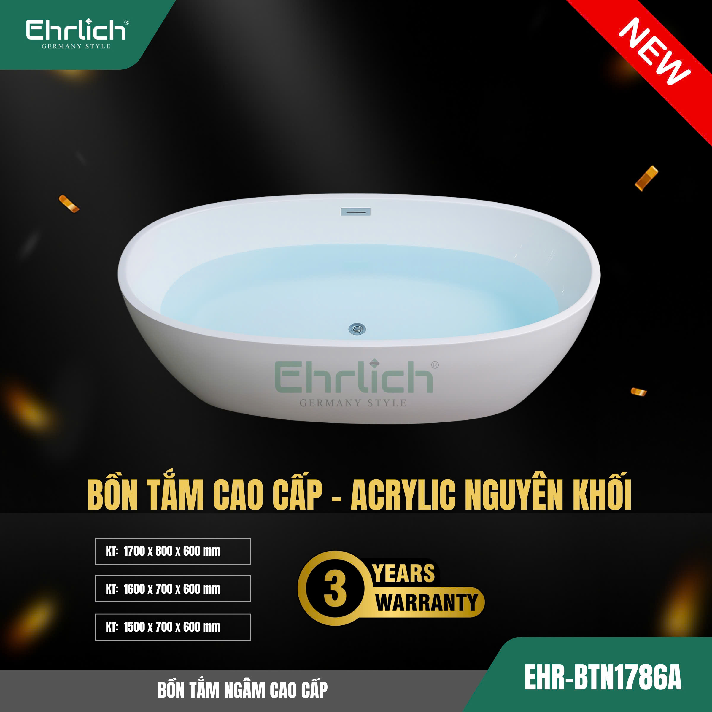 Bồn tắm ngâm cao cấp BTN1786A