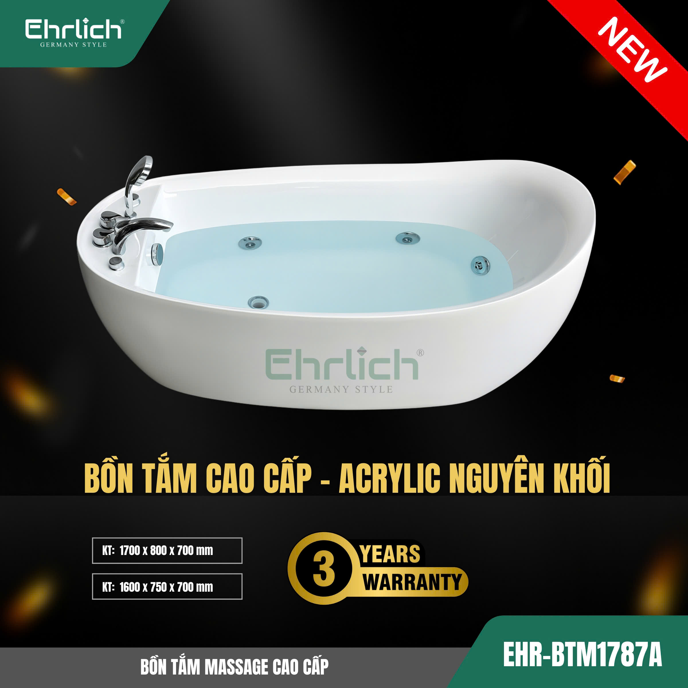 Bồn tắm massage cao cấp BTM1786A