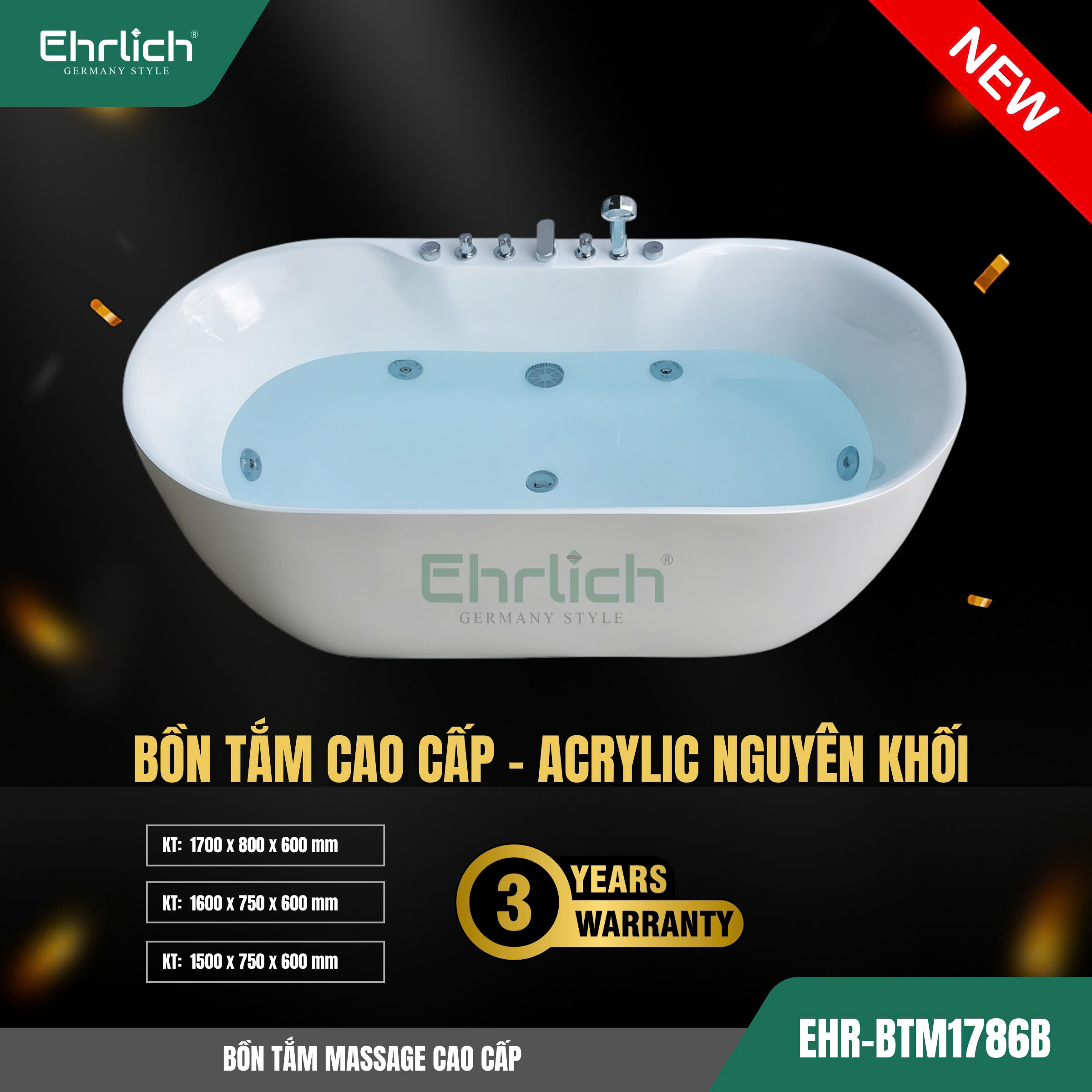 Bồn tắm massage cao cấp BTM1786B