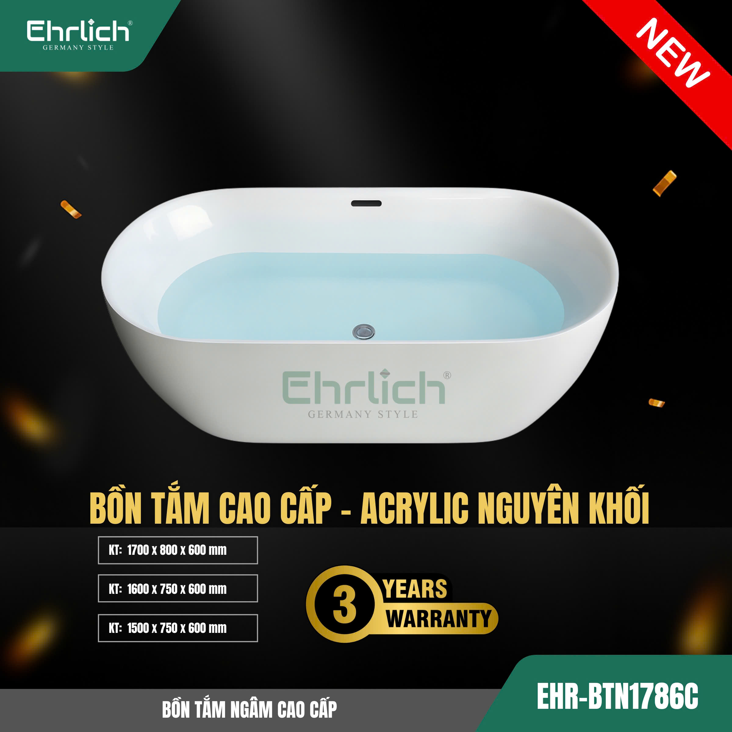 Bồn tắm ngâm cao cấp BTN1786C