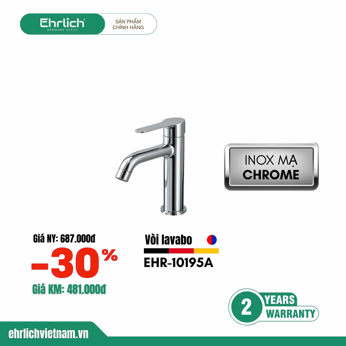 Vòi lavabo nóng lạnh  EHR-V10195A