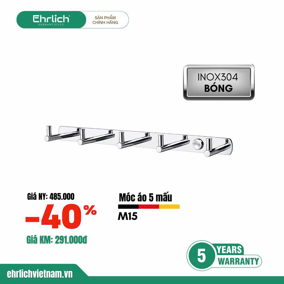 Móc áo cao cấp 5 mấu M15