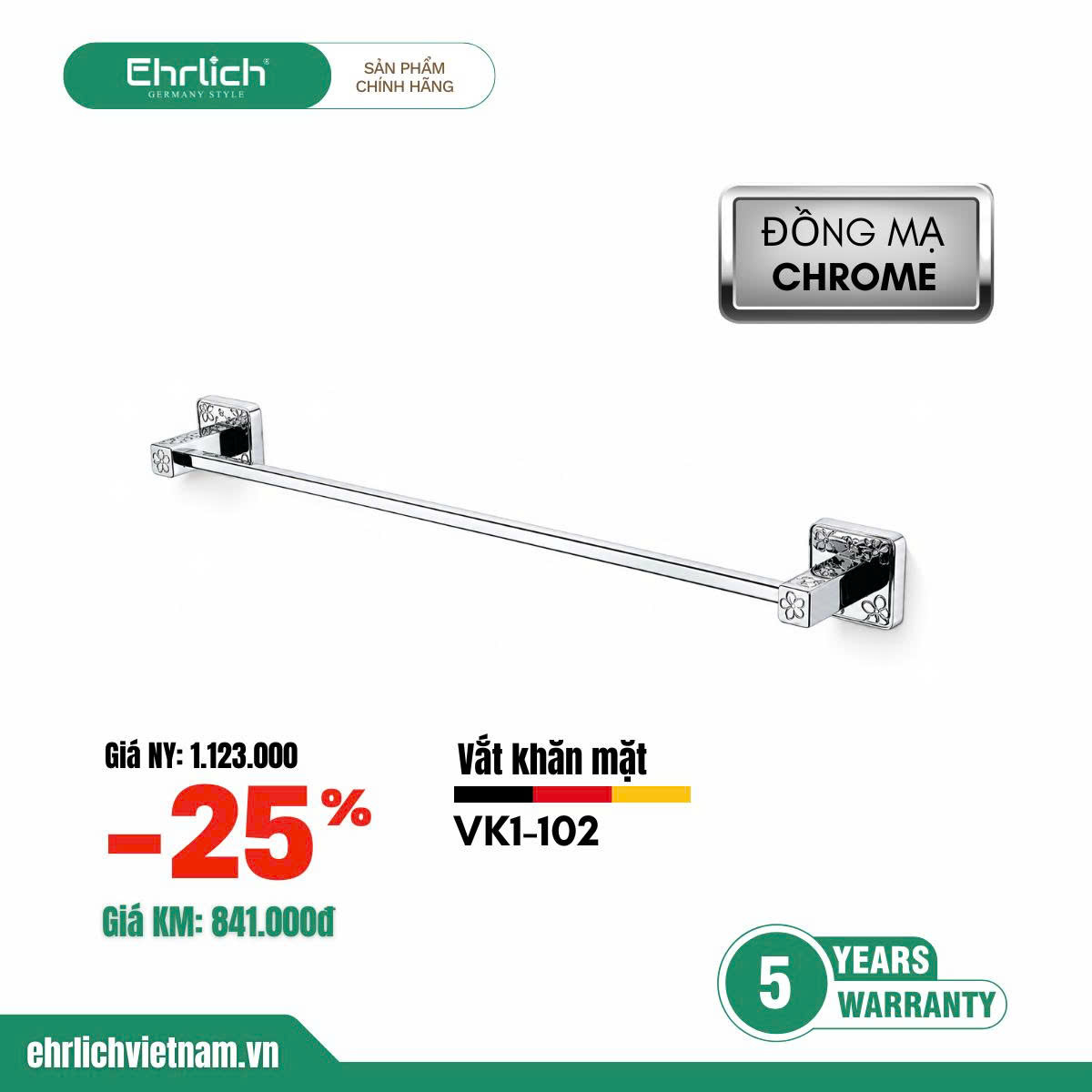 Vắt khăn đơn siêu cao cấp dành cho biệt thự VK1-102