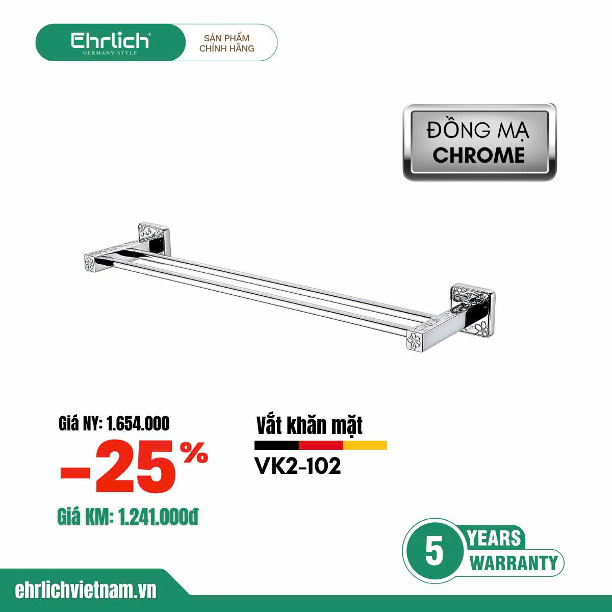 Vắt khăn đôi siêu cao cấp dành cho biệt thự Vk2-102