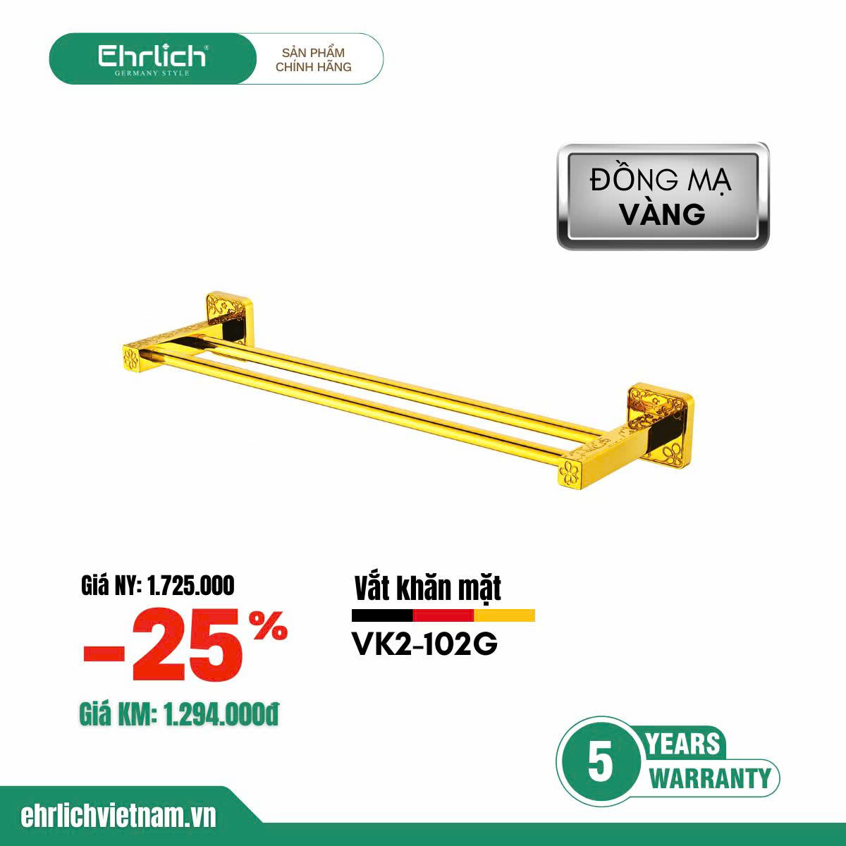Vắt khăn đôi siêu cao cấp dành cho biệt thự Vk2-102G