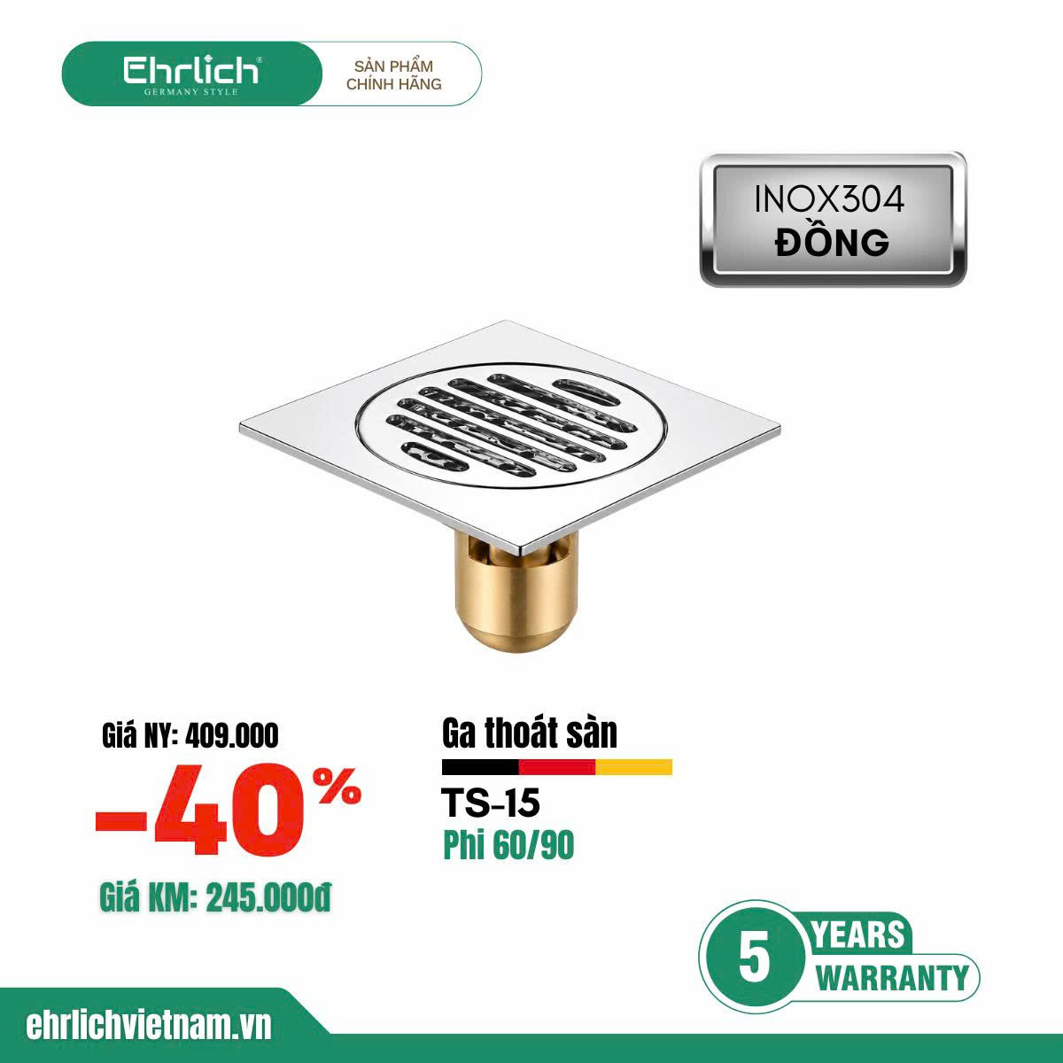 Ga thoát sàn cao cấp TS15