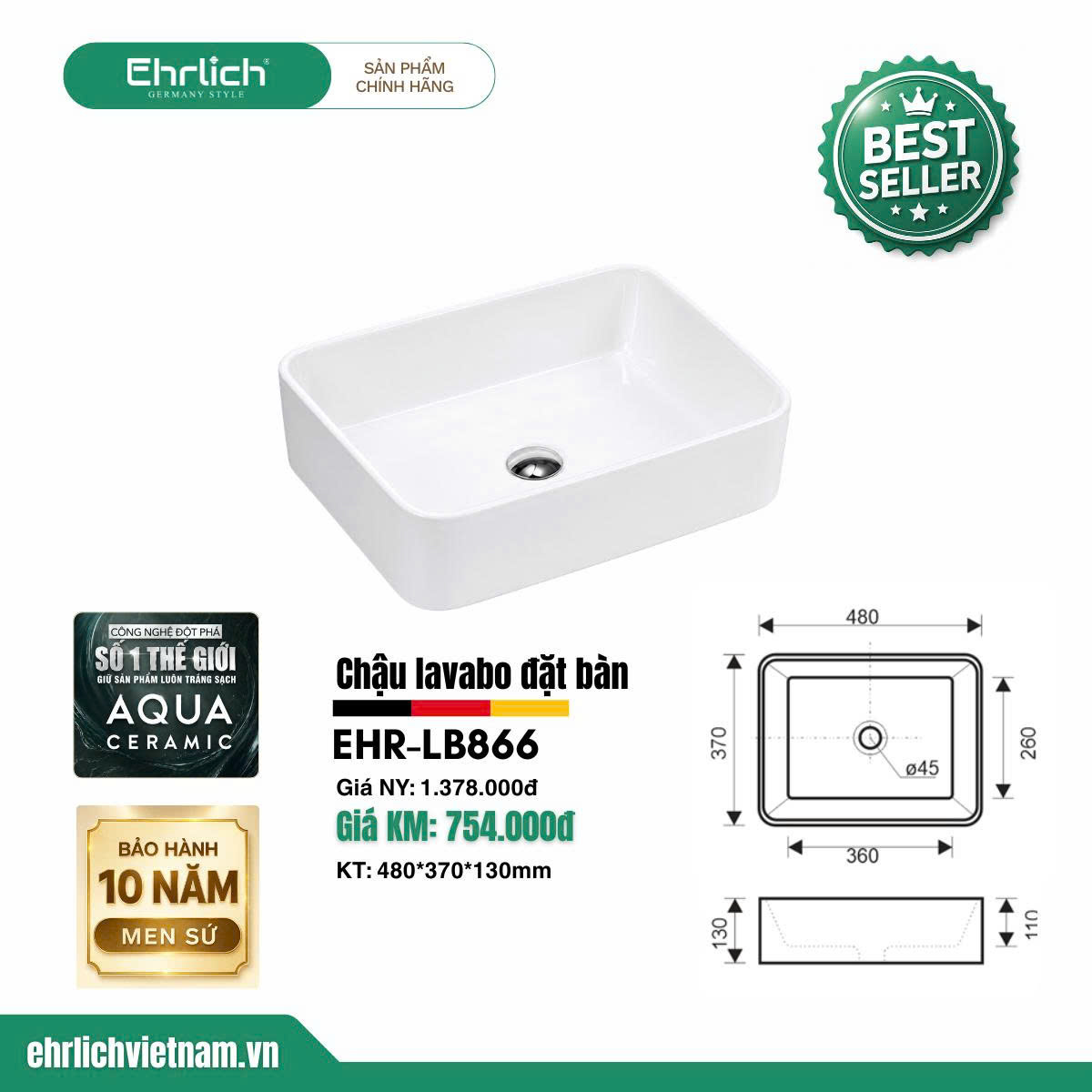Chậu lavabo dương bàn đá LB866