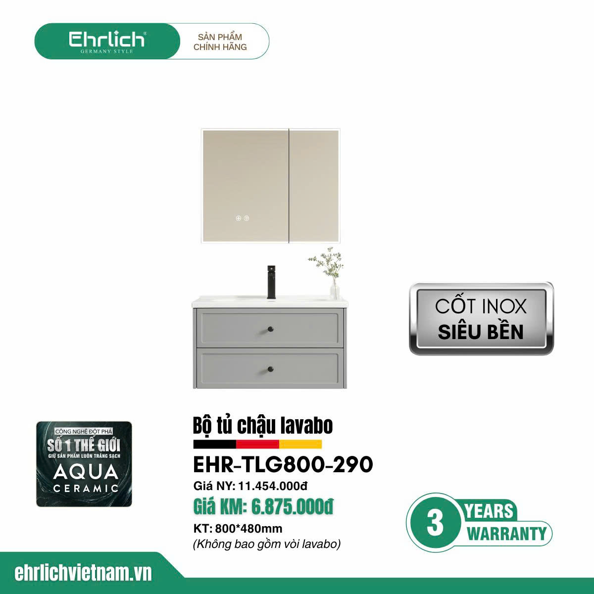 Tủ chậu cao cấp <br> TLG800-S290