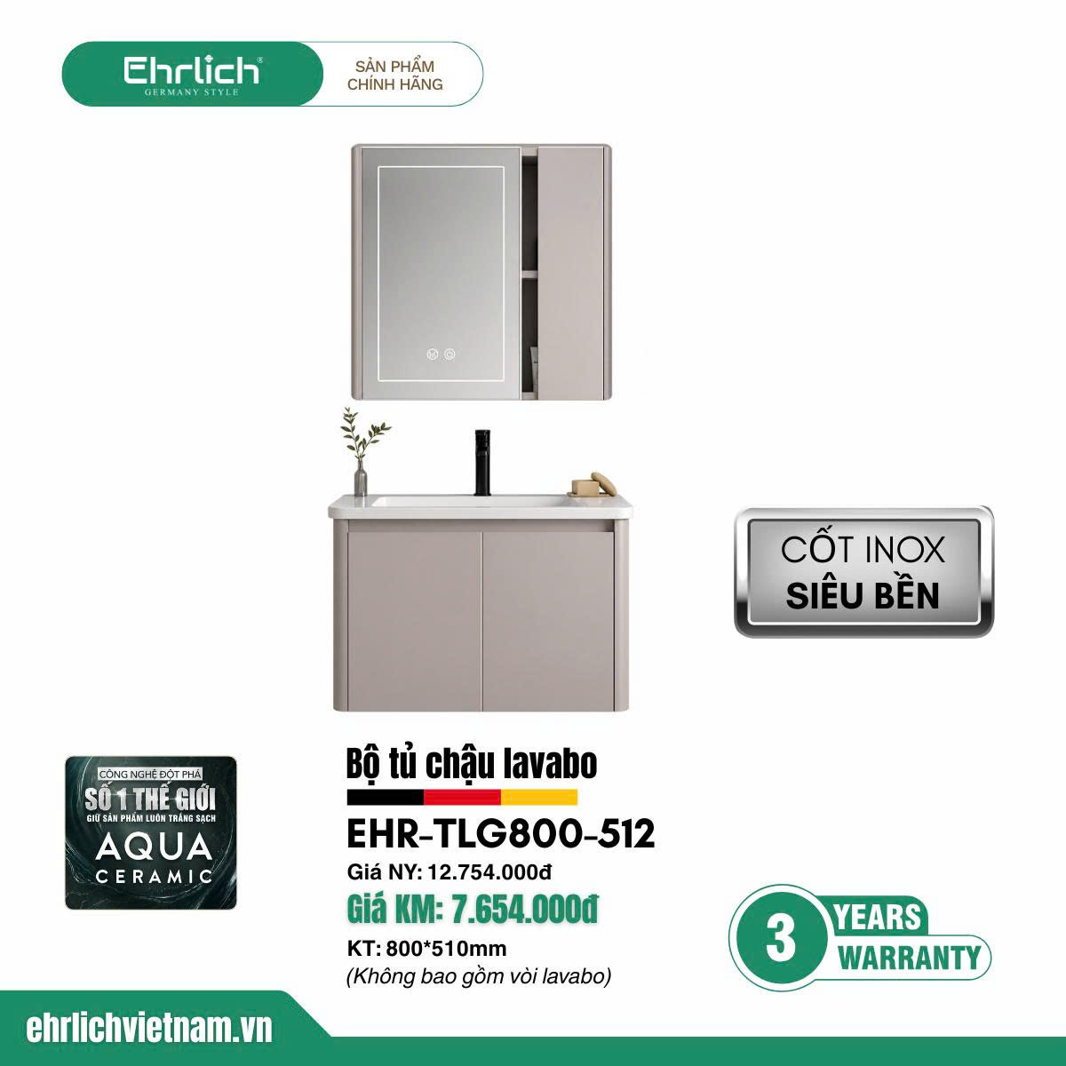 Tủ chậu cao cấp <br> TLG800-S512