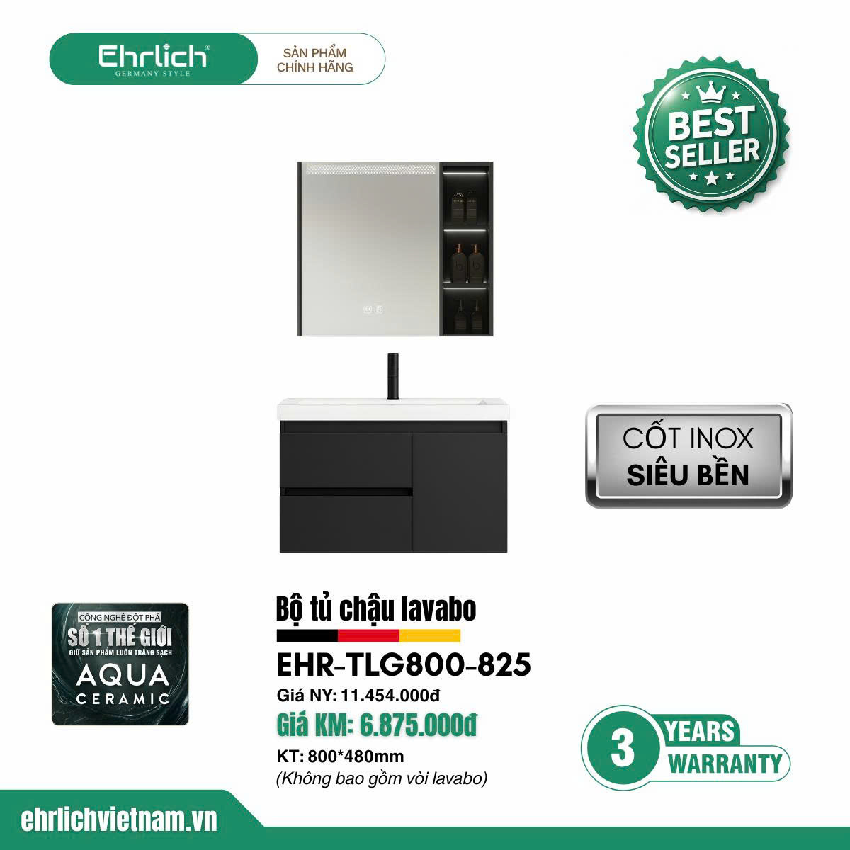 Tủ chậu cao cấp <br> TLG800-S825