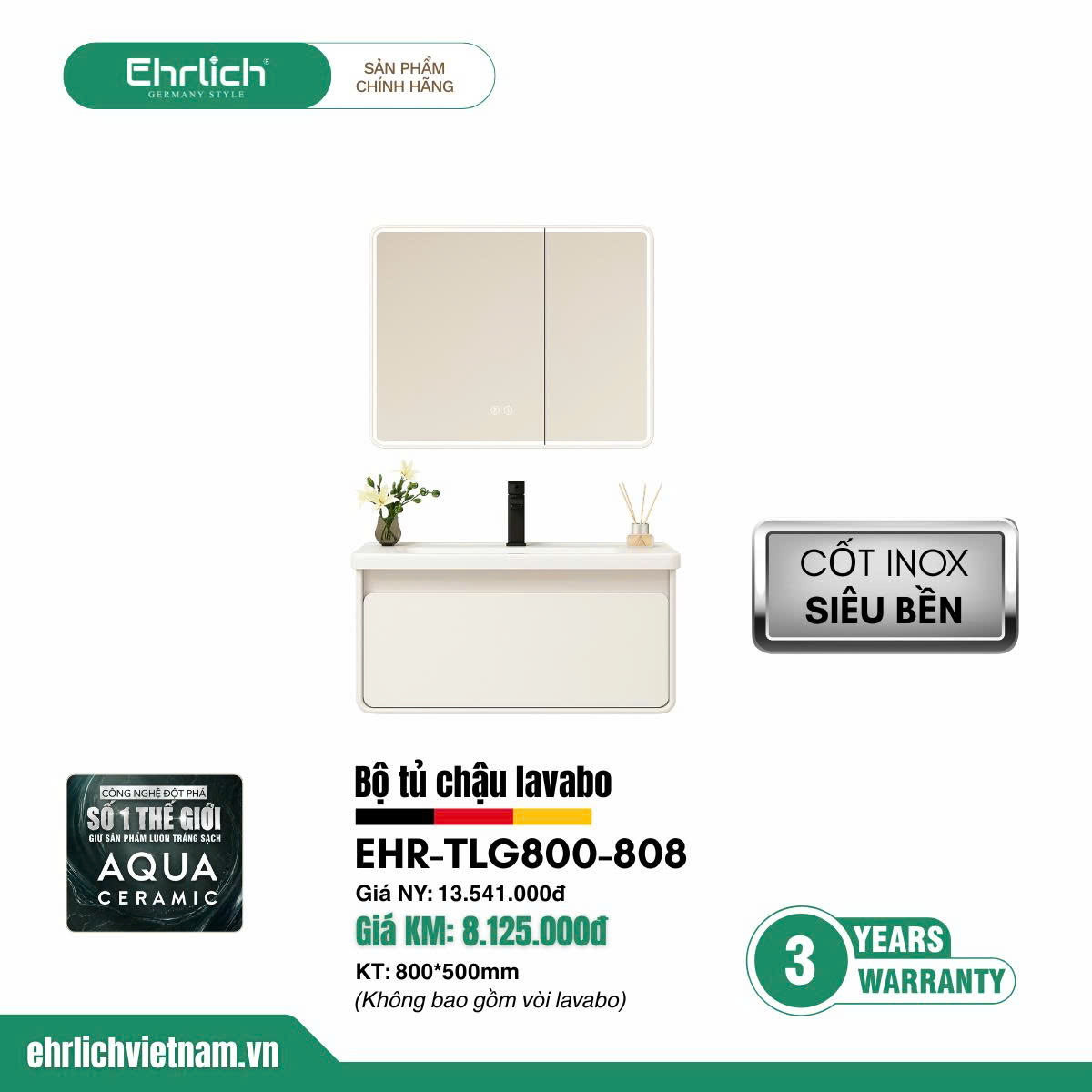Tủ chậu cao cấp <br> TLG800-S808