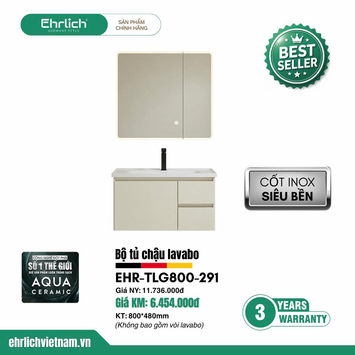 Tủ chậu cao cấp <br> TLG800-S291