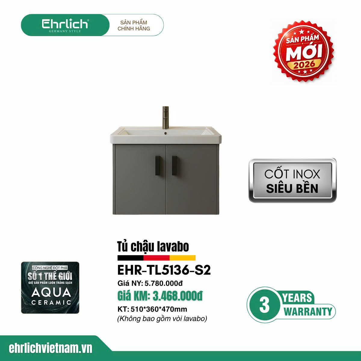 Tủ chậu dưới cao cấp TL5136-S2