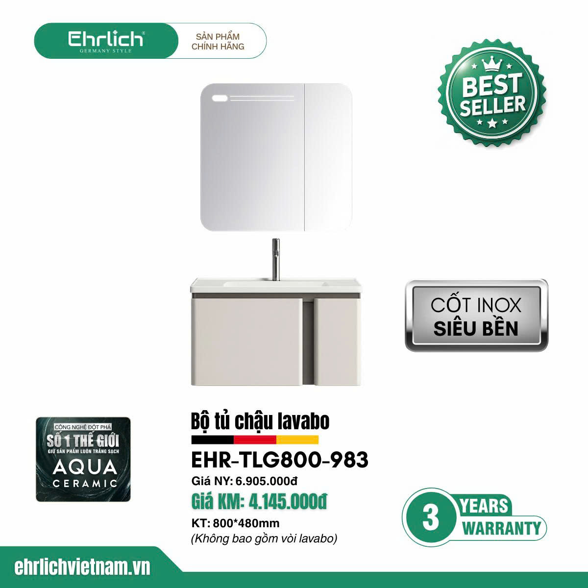 Tủ chậu cao cấp <br> TLG800-983