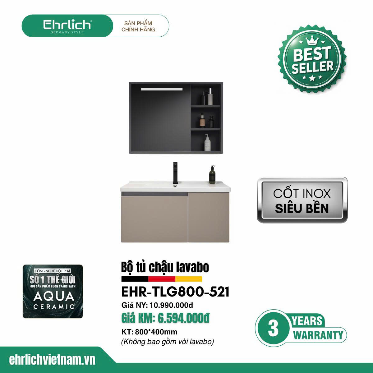 Tủ chậu cao cấp TLG800-S521