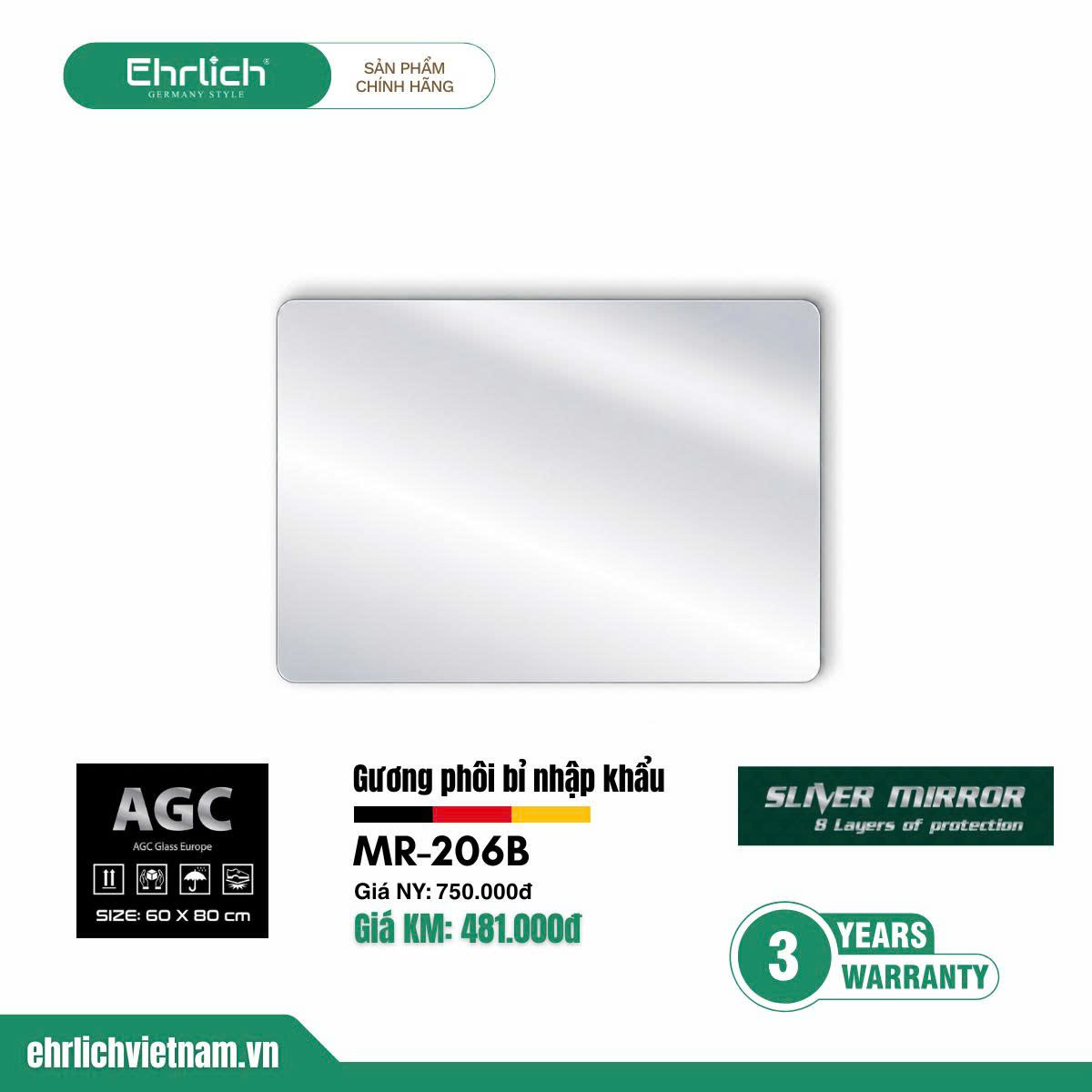 Gương phôi Bỉ nhập khẩu MR-206B