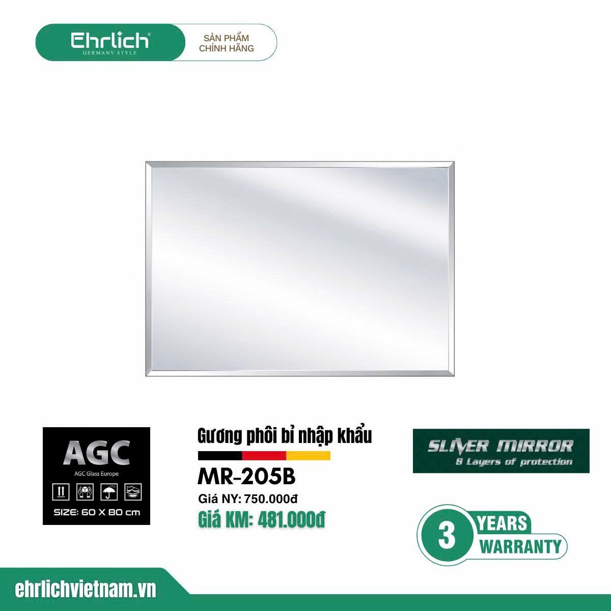 Gương phôi Bỉ nhập khẩu MR-205B