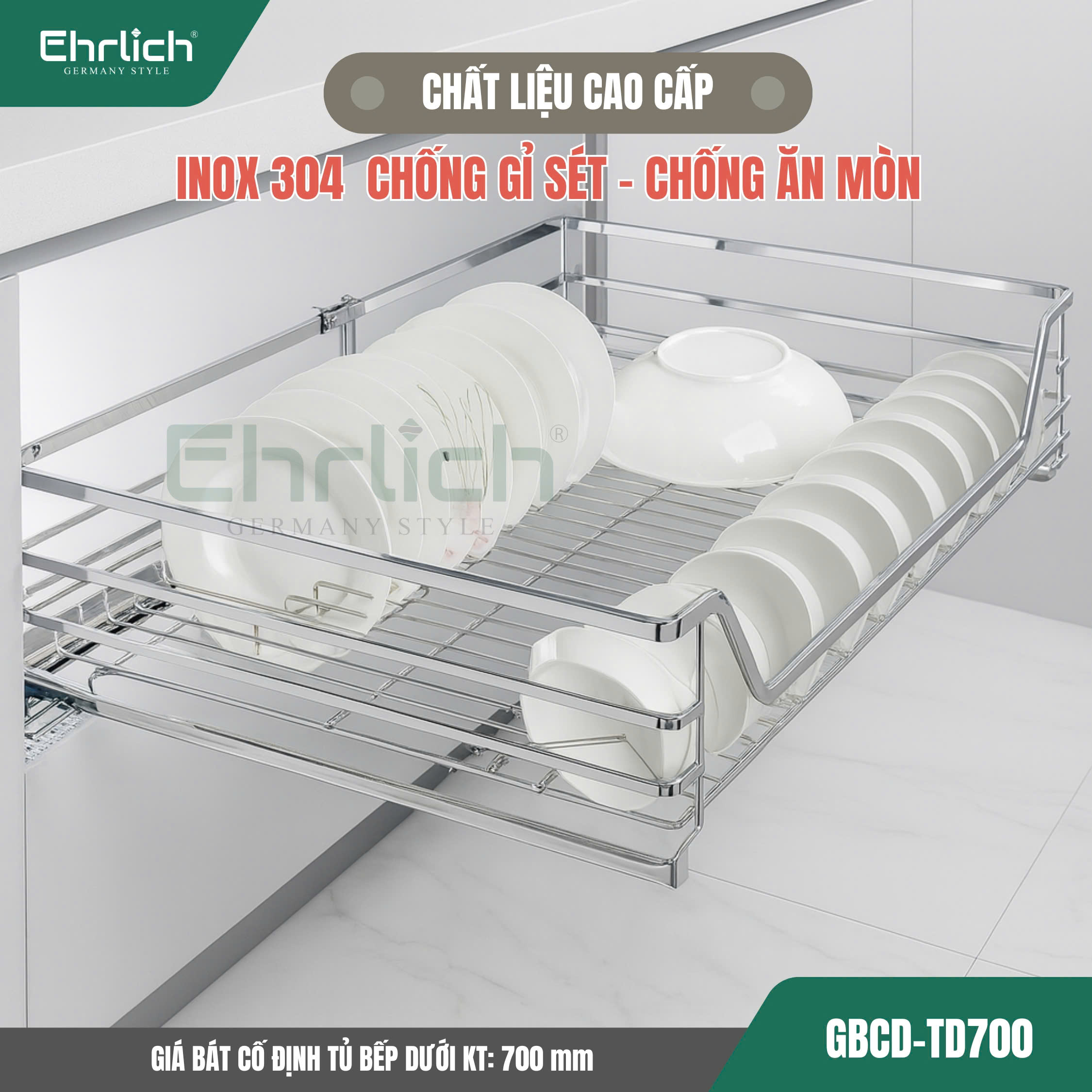 Giá bát cố định tủ bếp dưới - 700mm